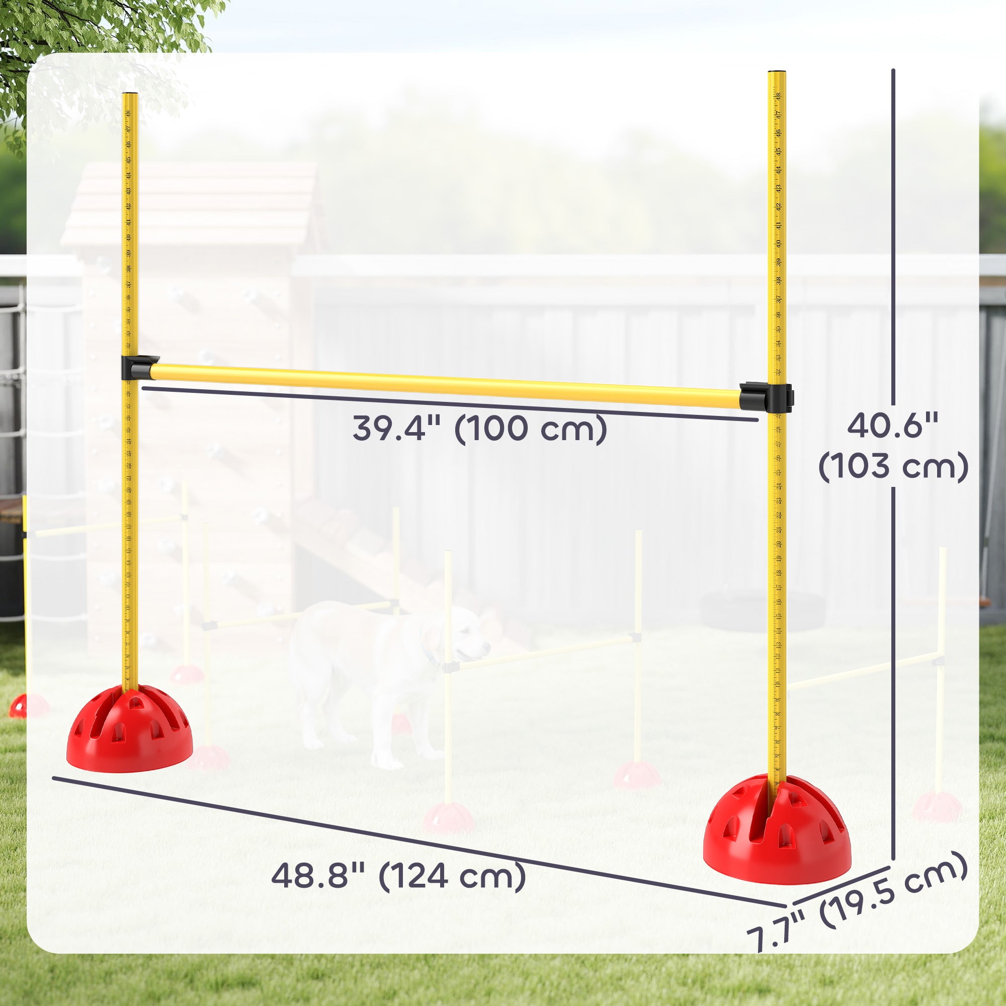 Dog Agility Training Equipment, 4 PCS Obstacle Course with Height Adjustable Jump Hurdle and Bag, Yellow-Dogs-DECOROLALA