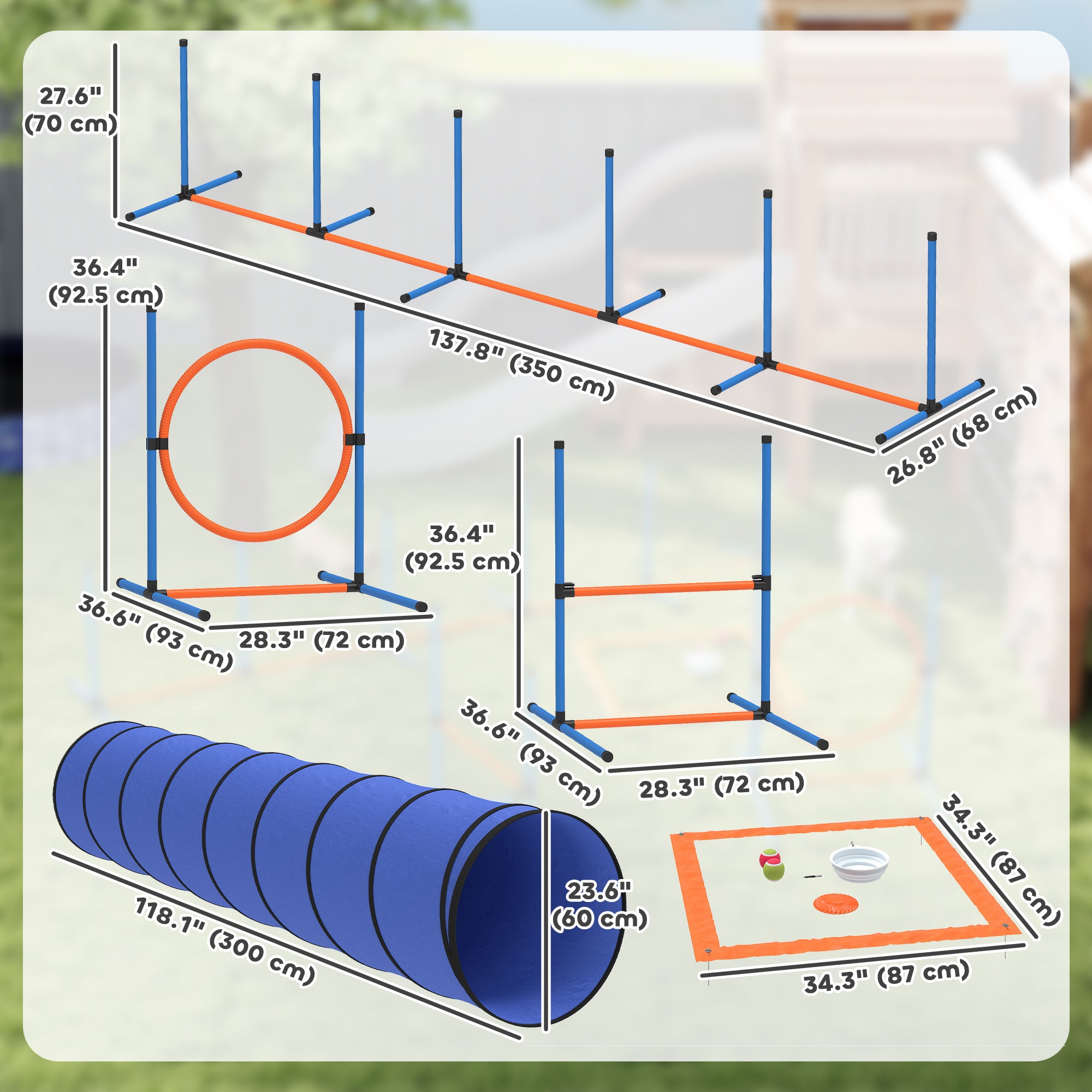 Dog Agility Training Equipment, 8PCS Dog Obstacle Course Starter Kit with Carrying Bag-Dogs-DECOROLALA