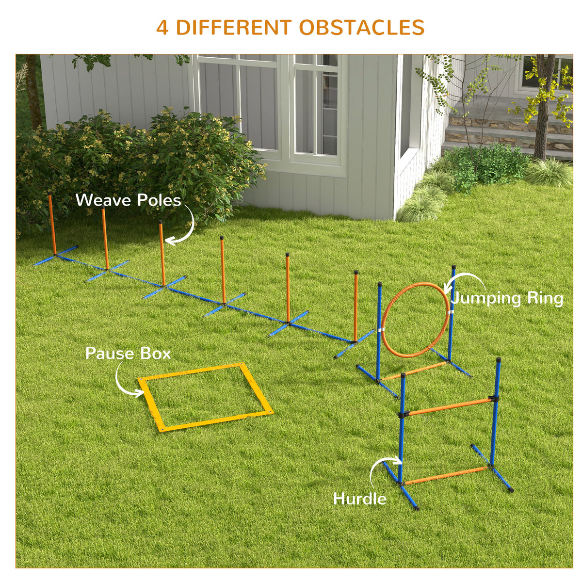 Dog Agility Training Equipment Set - 4-Piece Orange/Blue-Dogs-DECOROLALA