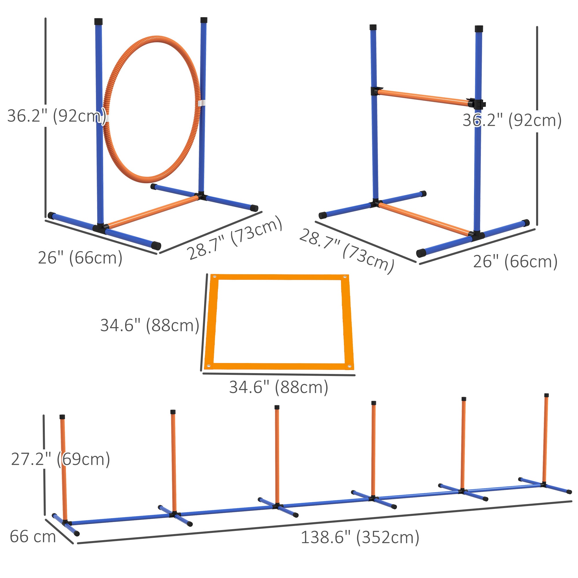 Dog Agility Training Equipment w/ Weave Poles, Adjustable Hurdle, Jump Ring, Pause Box, Whistle, Balls, Carry Bag-Dogs-DECOROLALA