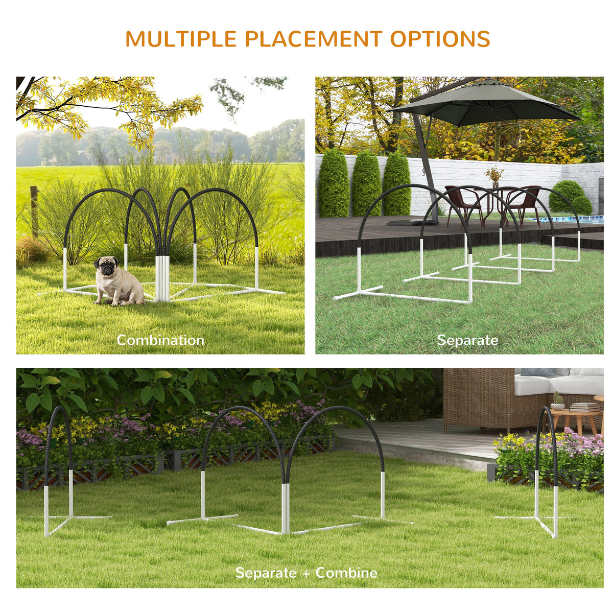 Dog Agility Training Kit - 4-Piece Obstacle Course Black/White-Dogs-DECOROLALA