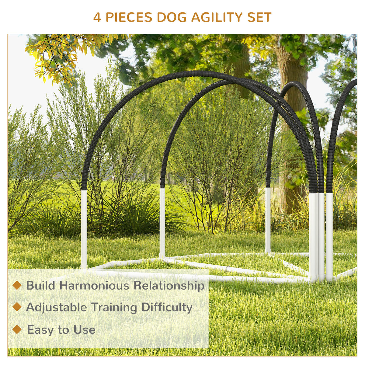 Dog Agility Training Kit - 4-Piece Obstacle Course Black/White-Dogs-DECOROLALA
