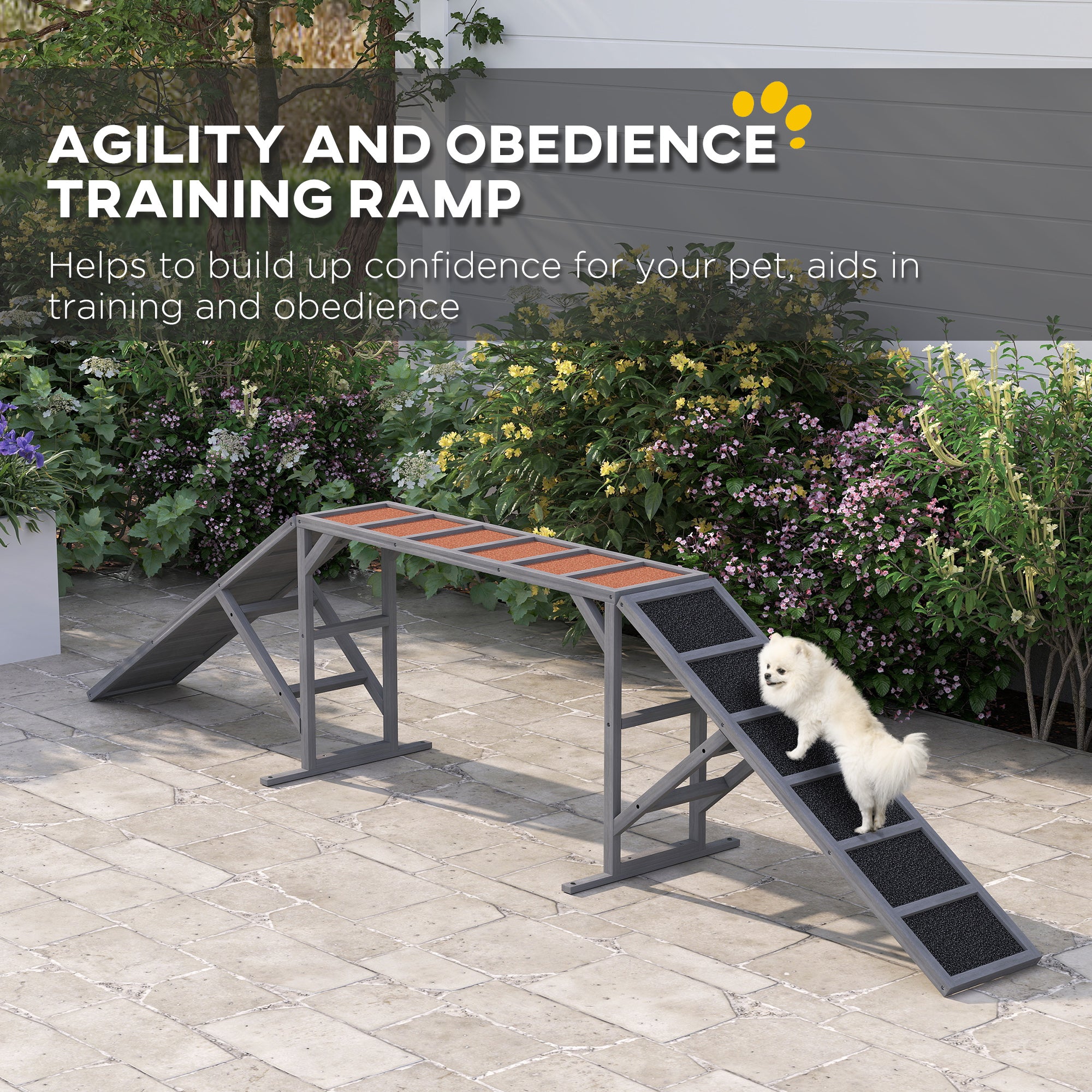 Dog Agility Training Ramp - Fir Wood 128" Gray-Dogs-DECOROLALA
