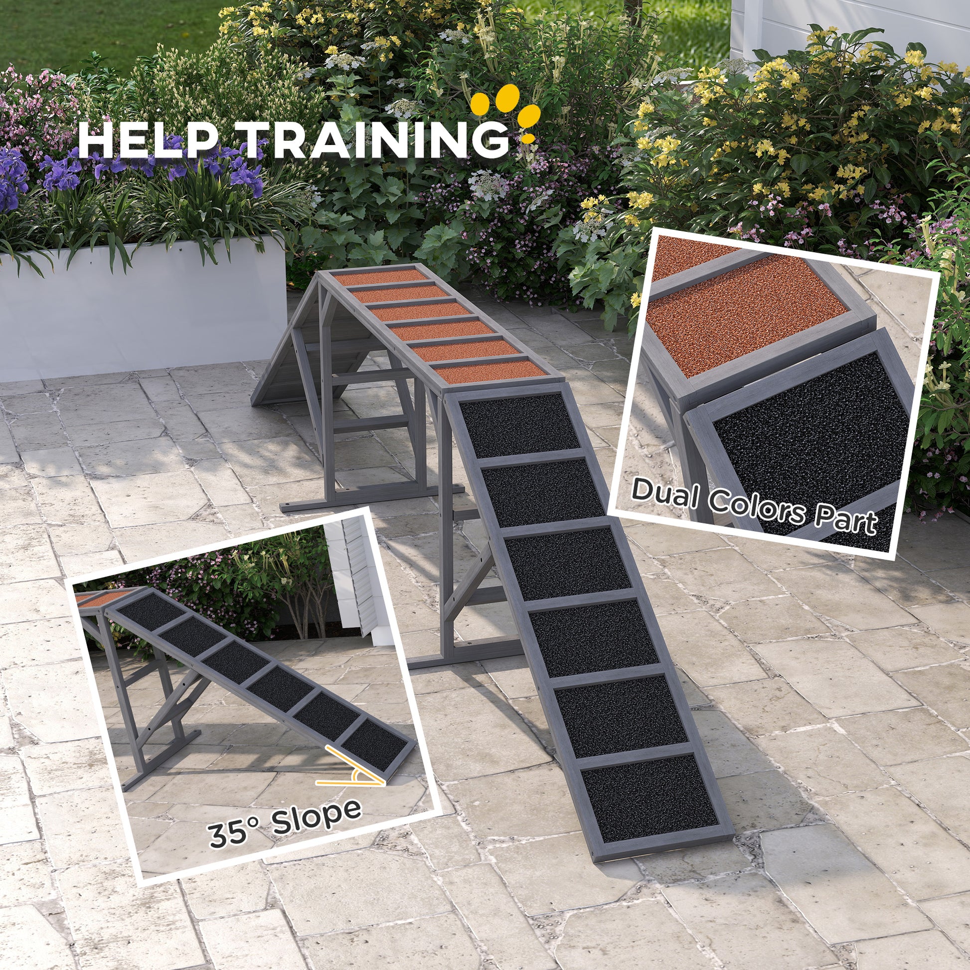 Dog Agility Training Ramp - Fir Wood 128" Gray-Dogs-DECOROLALA