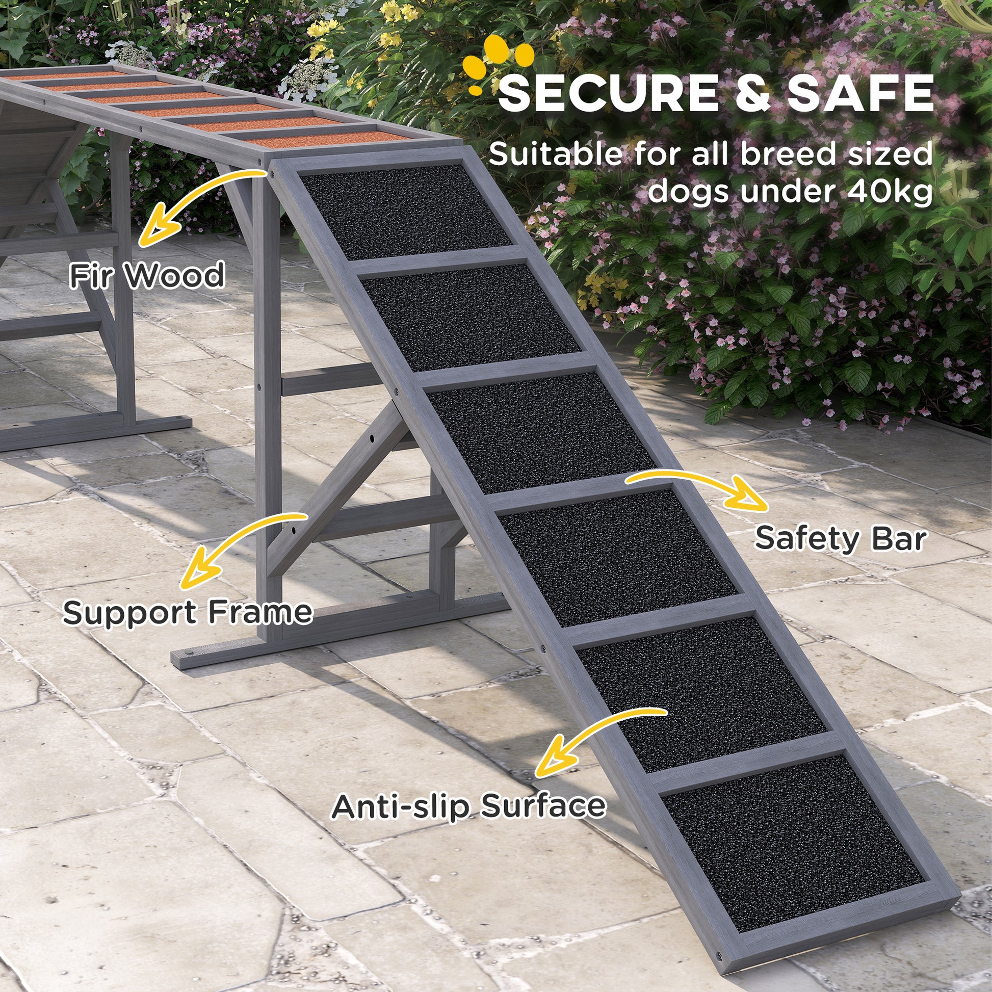 Dog Agility Training Ramp - Fir Wood 128" Gray-Dogs-DECOROLALA