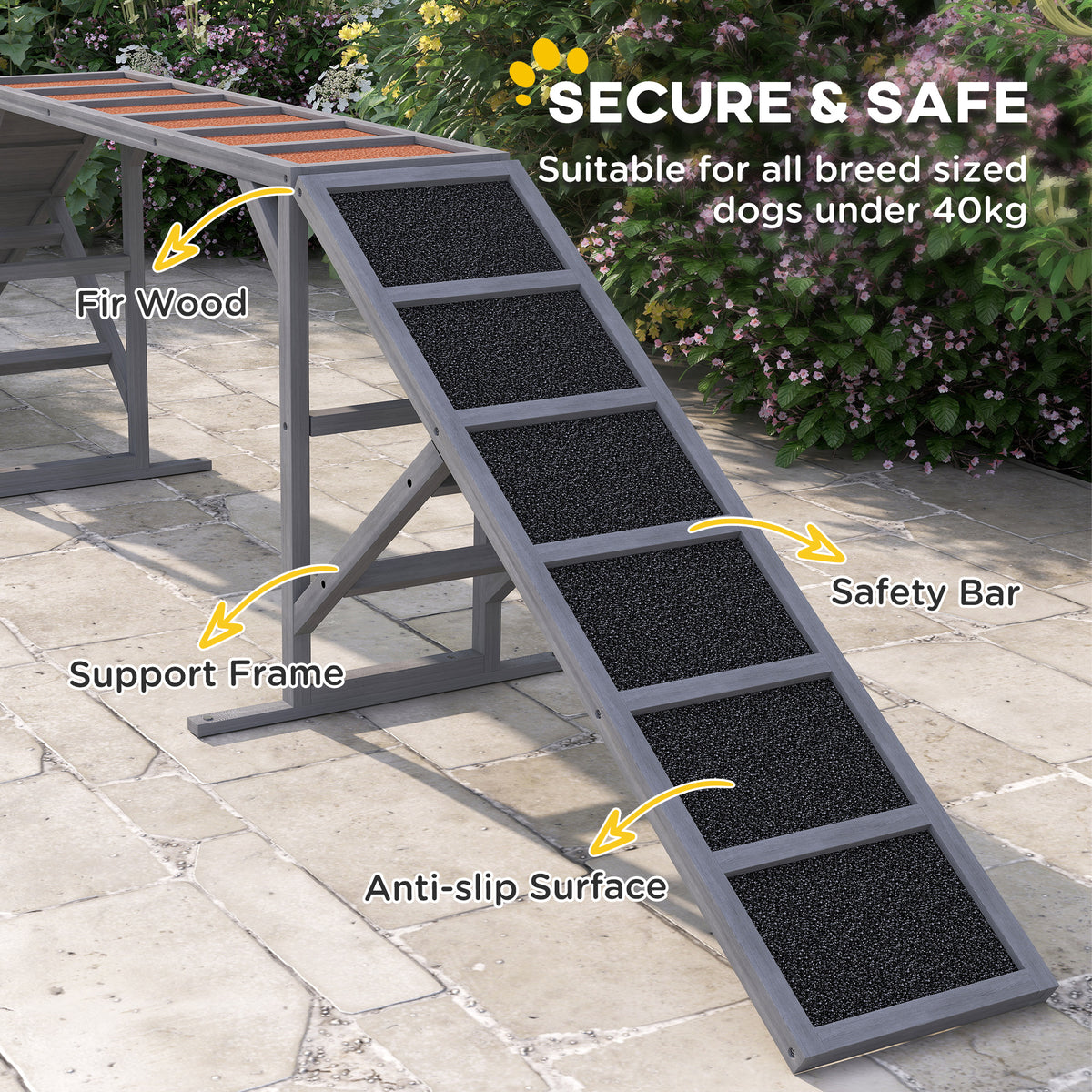 Dog Agility Training Ramp - Fir Wood 128" Gray-Dogs-DECOROLALA