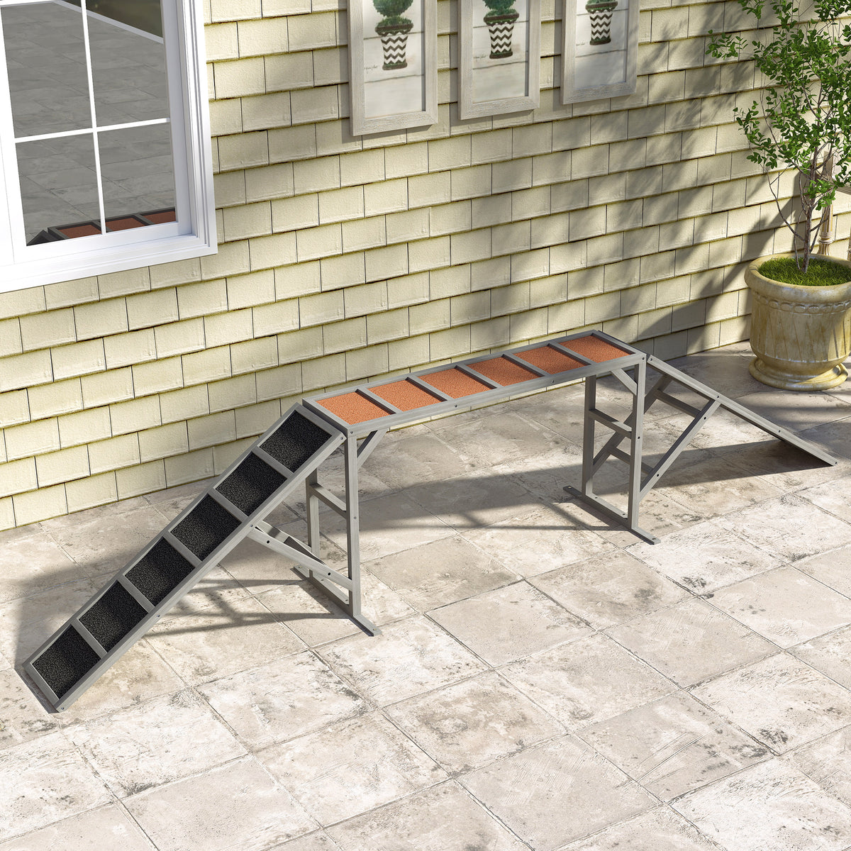 Dog Agility Training Ramp - Fir Wood 128" Gray-Dogs-DECOROLALA