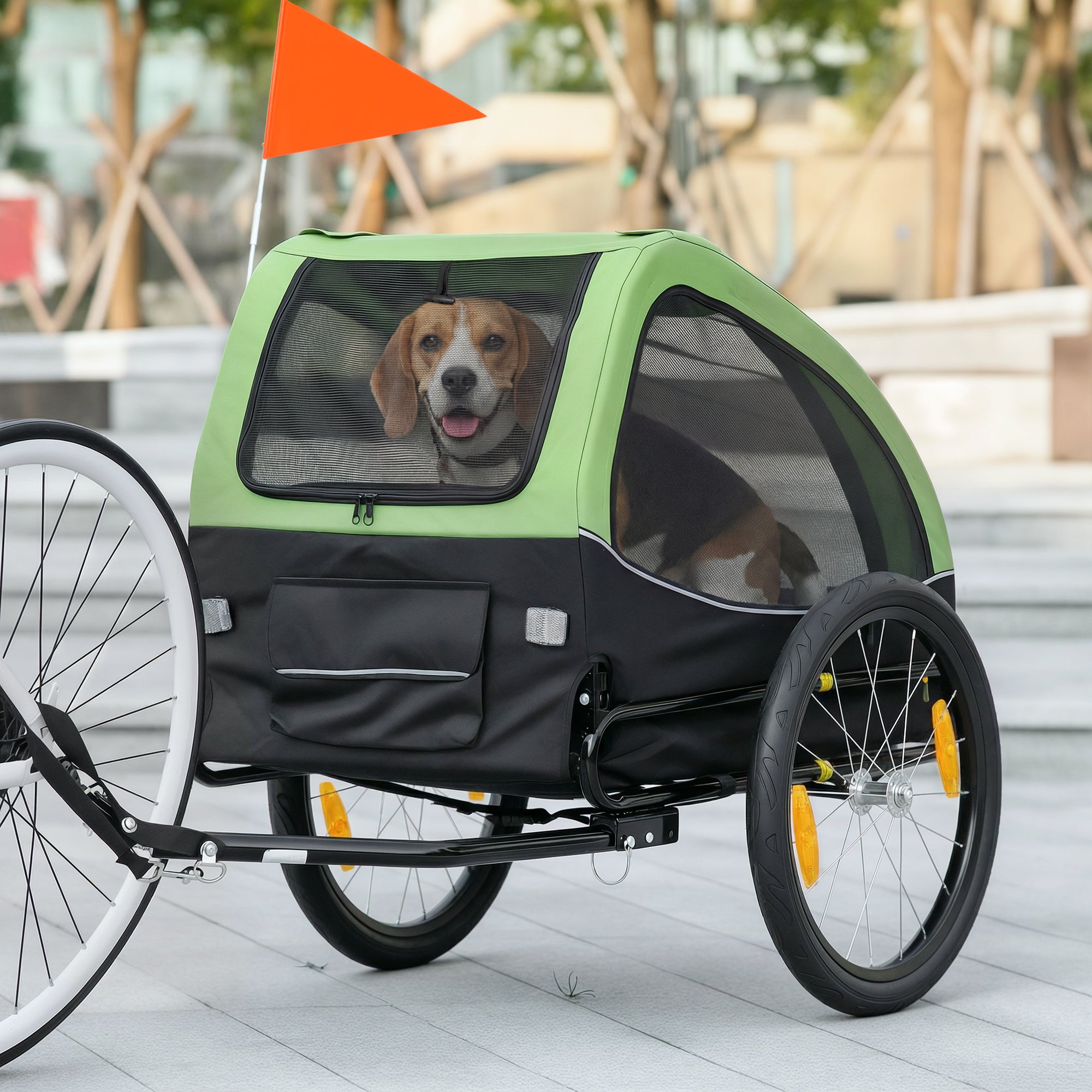 Dog Bike Trailer - Dark Green 20" Wheels Ventilated Pet Wagon-Dogs-DECOROLALA