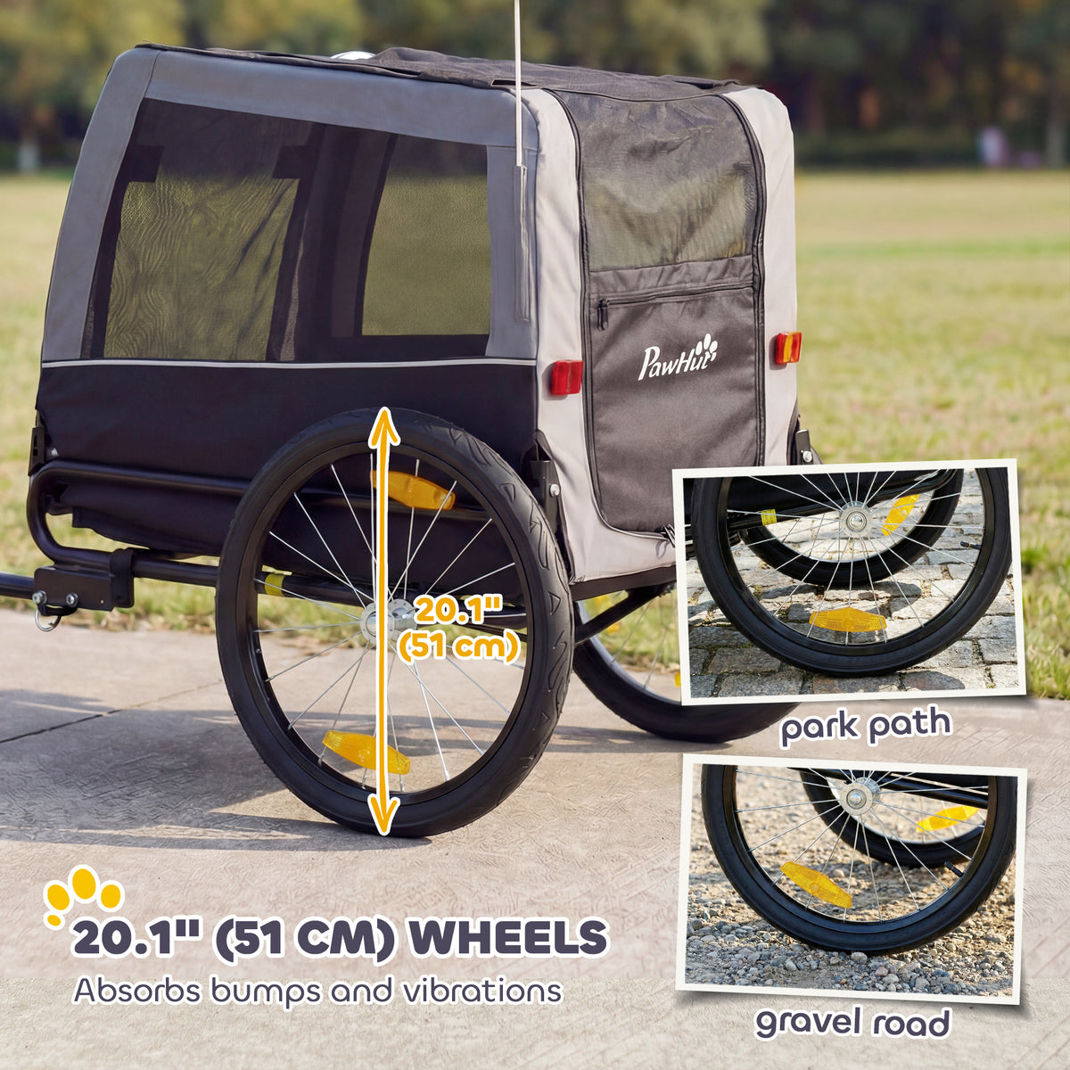 Dog Bike Trailer - Grey/Black 20" Wheels with Support Feet-Dogs-DECOROLALA