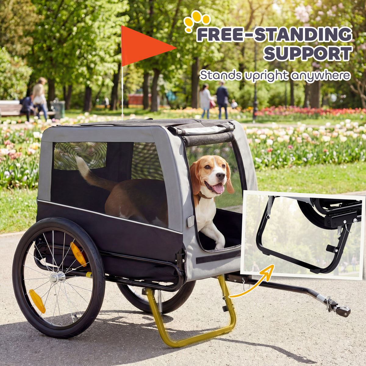 Dog Bike Trailer - Grey/Black 20" Wheels with Support Feet-Dogs-DECOROLALA