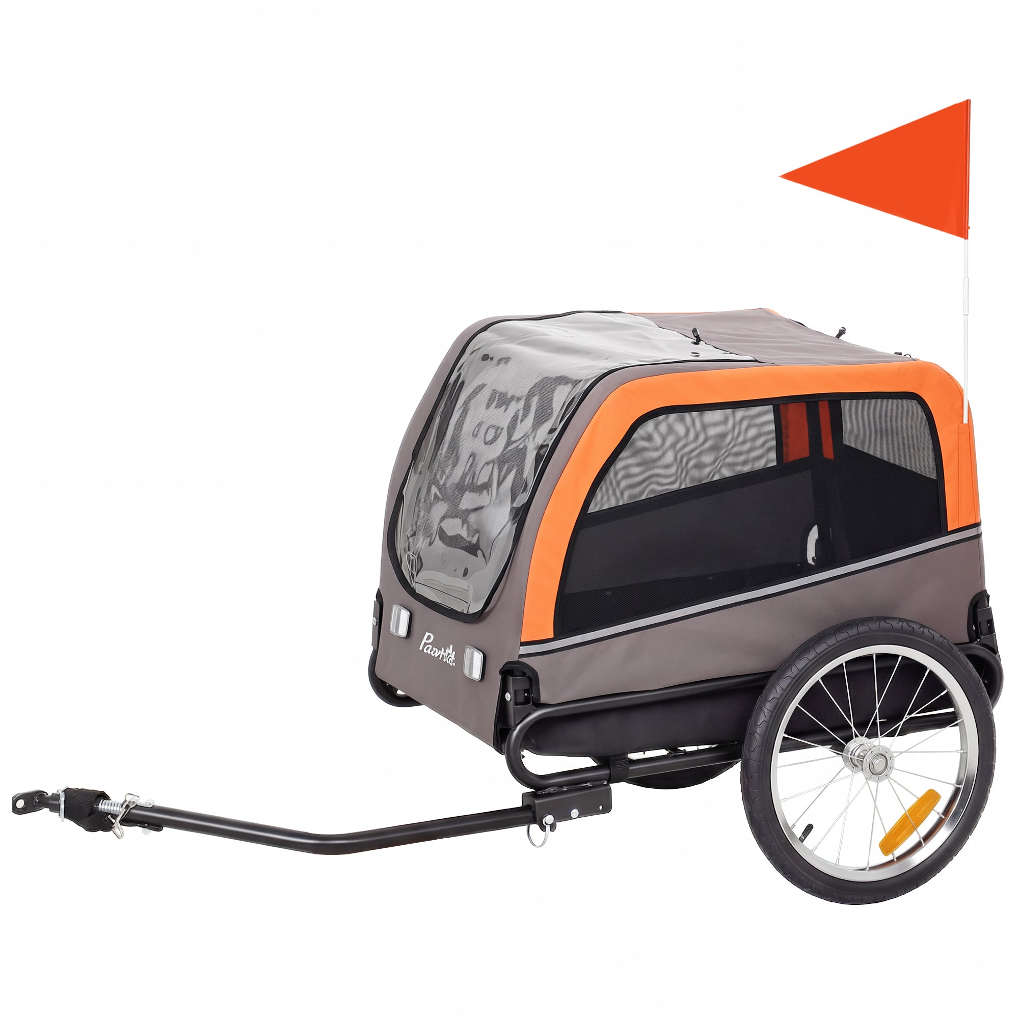 Dog Bike Trailer - Grey/Orange Pet Carrier with 16" Wheels-Dogs-DECOROLALA