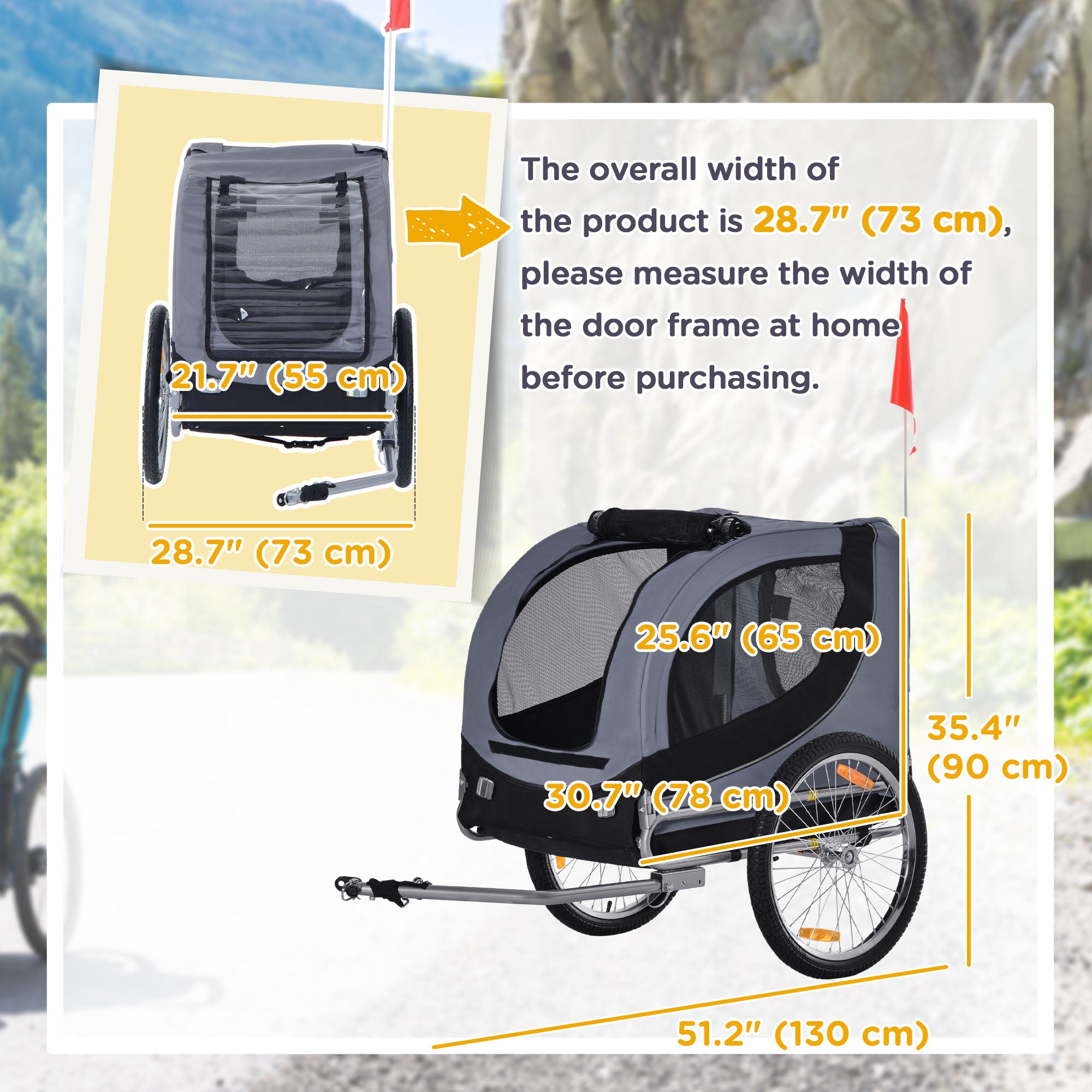 Dog Bike Trailer, Pet Cart, Bicycle Wagon, Travel Cargo, Carrier Attachment with Hitch, Foldable for Travelling, for Small Medium Dogs, Grey-Dogs-DECOROLALA