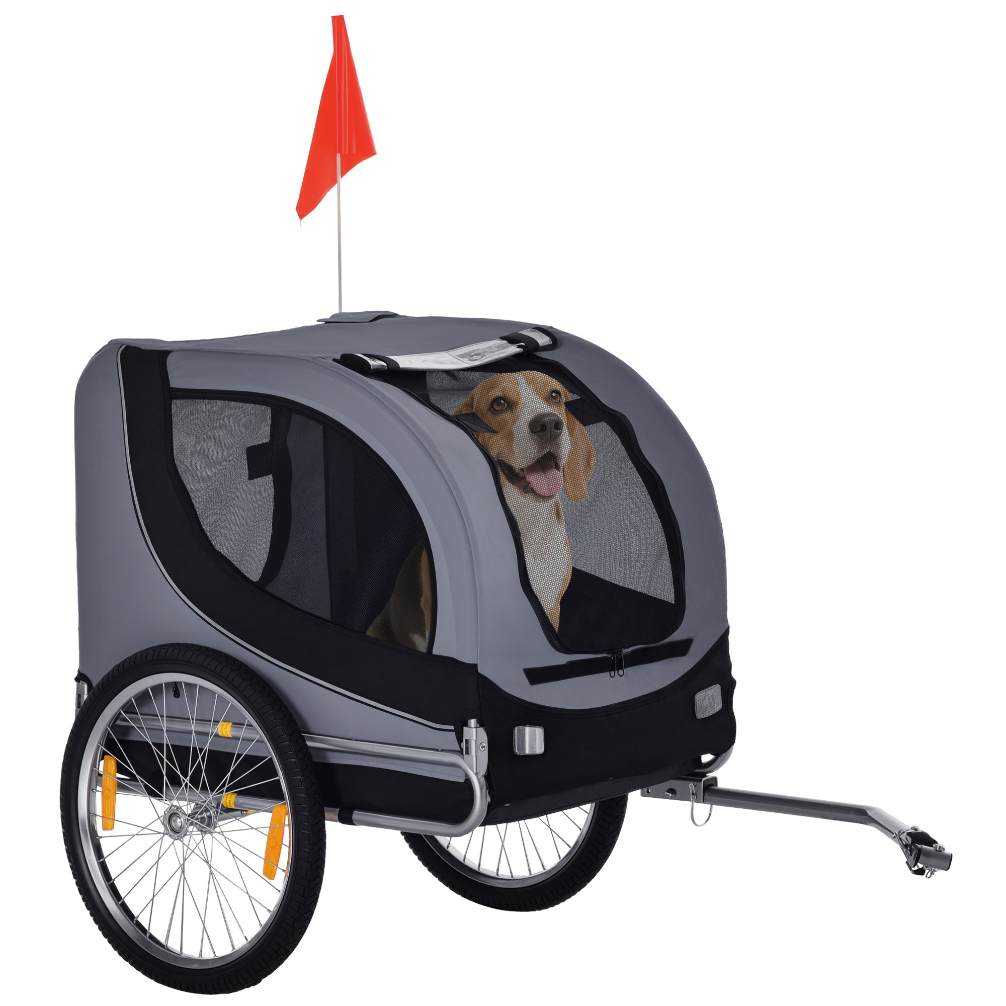 Dog Bike Trailer, Pet Cart, Bicycle Wagon, Travel Cargo, Carrier Attachment with Hitch, Foldable for Travelling, for Small Medium Dogs, Grey-Dogs-DECOROLALA