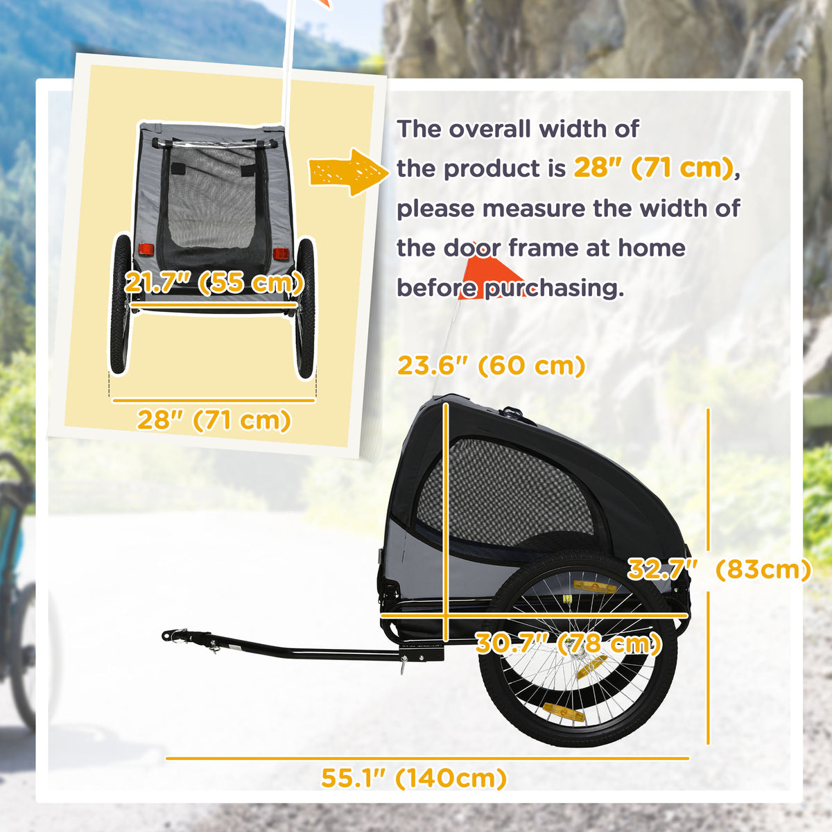 Dog Bike Trailer for Medium Dogs - Black Steel Frame-Dogs-DECOROLALA