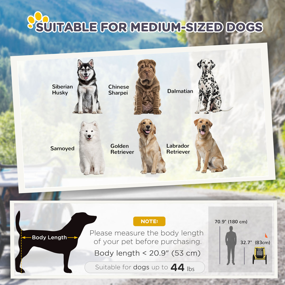 Dog Bike Trailer for Medium Dogs - Yellow Steel Frame-Dogs-DECOROLALA
