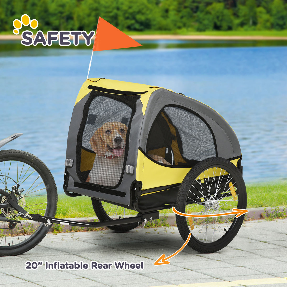 Dog Bike Trailer for Medium Dogs - Yellow Steel Frame-Dogs-DECOROLALA