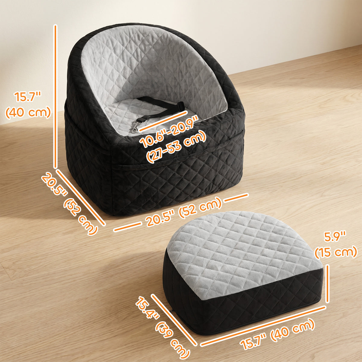 Dog Booster Car Seat - Grey Washable Pet Bed for Small Dogs-Dogs-DECOROLALA