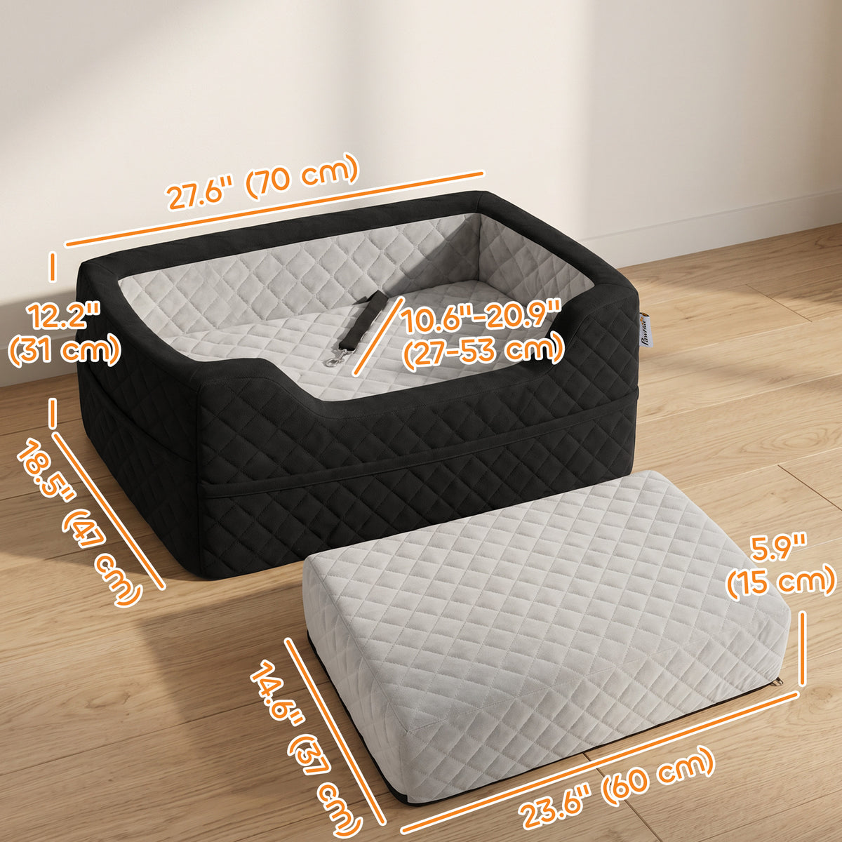 Dog Booster Car Seat - Grey Washable Plush Bed for Small Dogs-Dogs-DECOROLALA