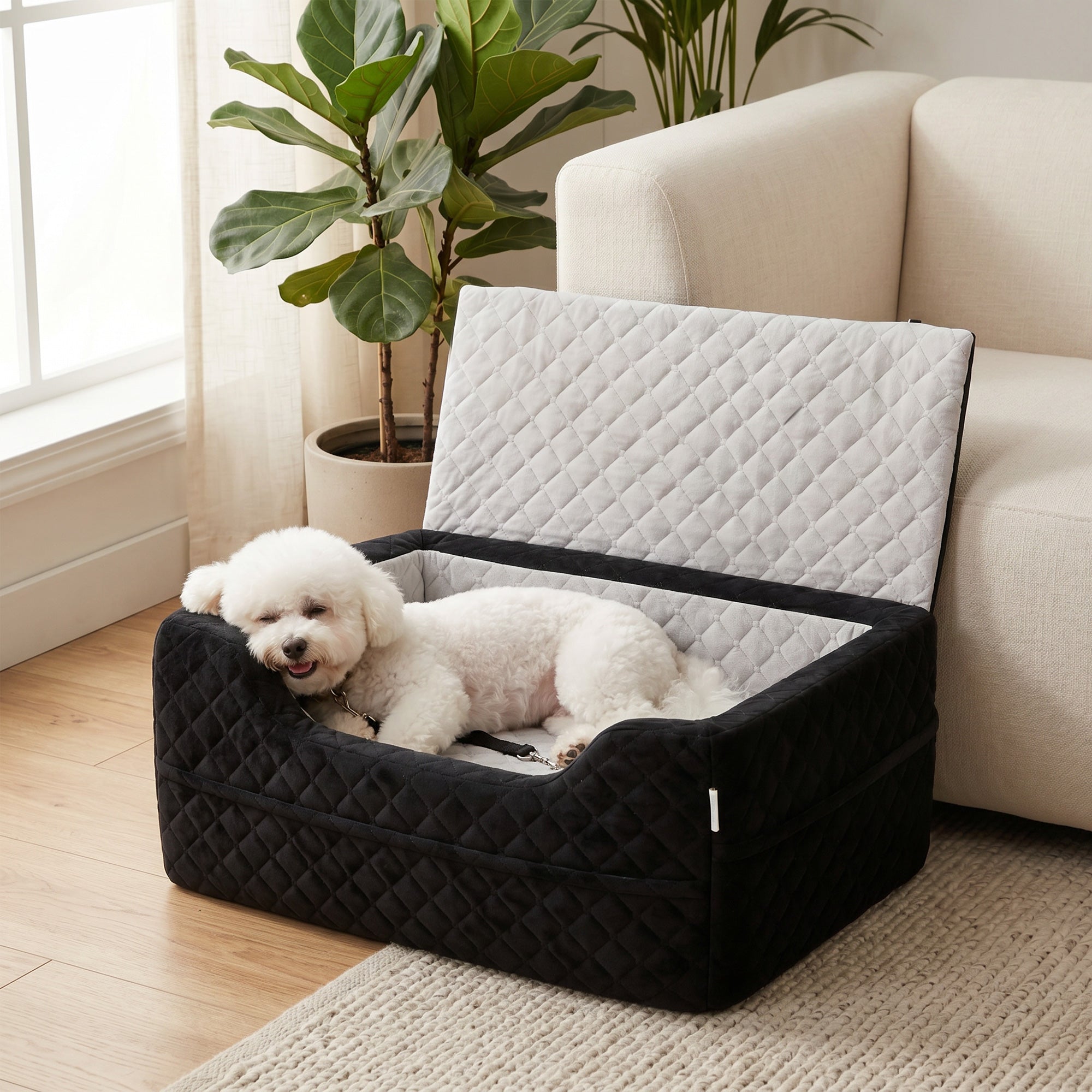 Dog Booster Car Seat - Grey Washable Plush Bed for Small Dogs-Dogs-DECOROLALA