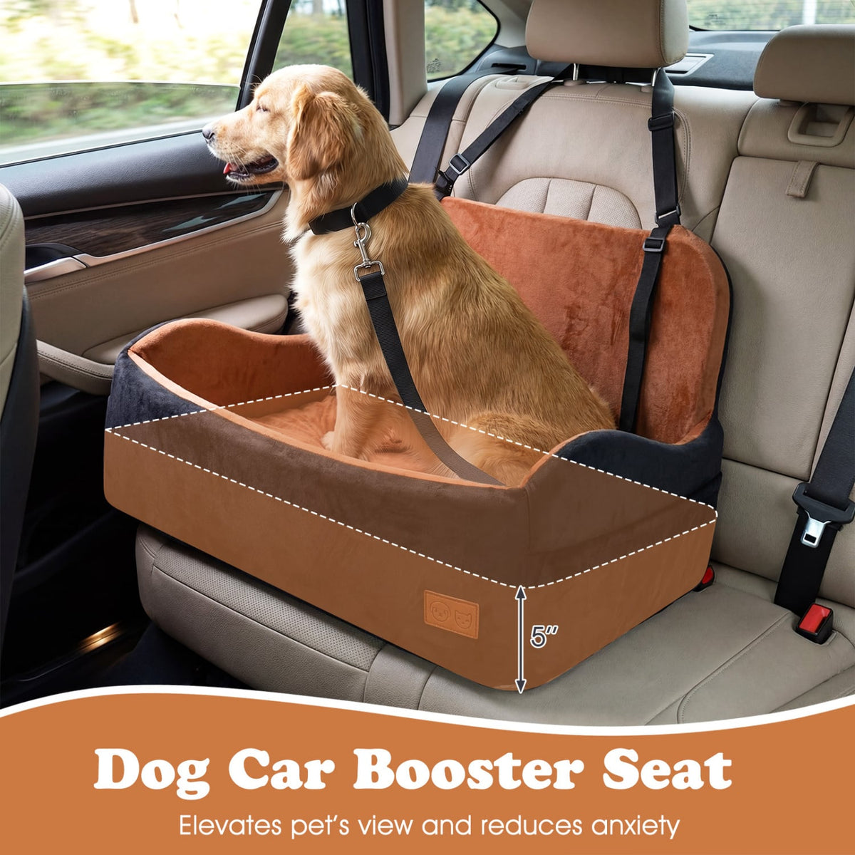 Dog Car Seat Foam Dog Booster Seat for Medium and Large Dogs-Dog Supplies-DECOROLALA