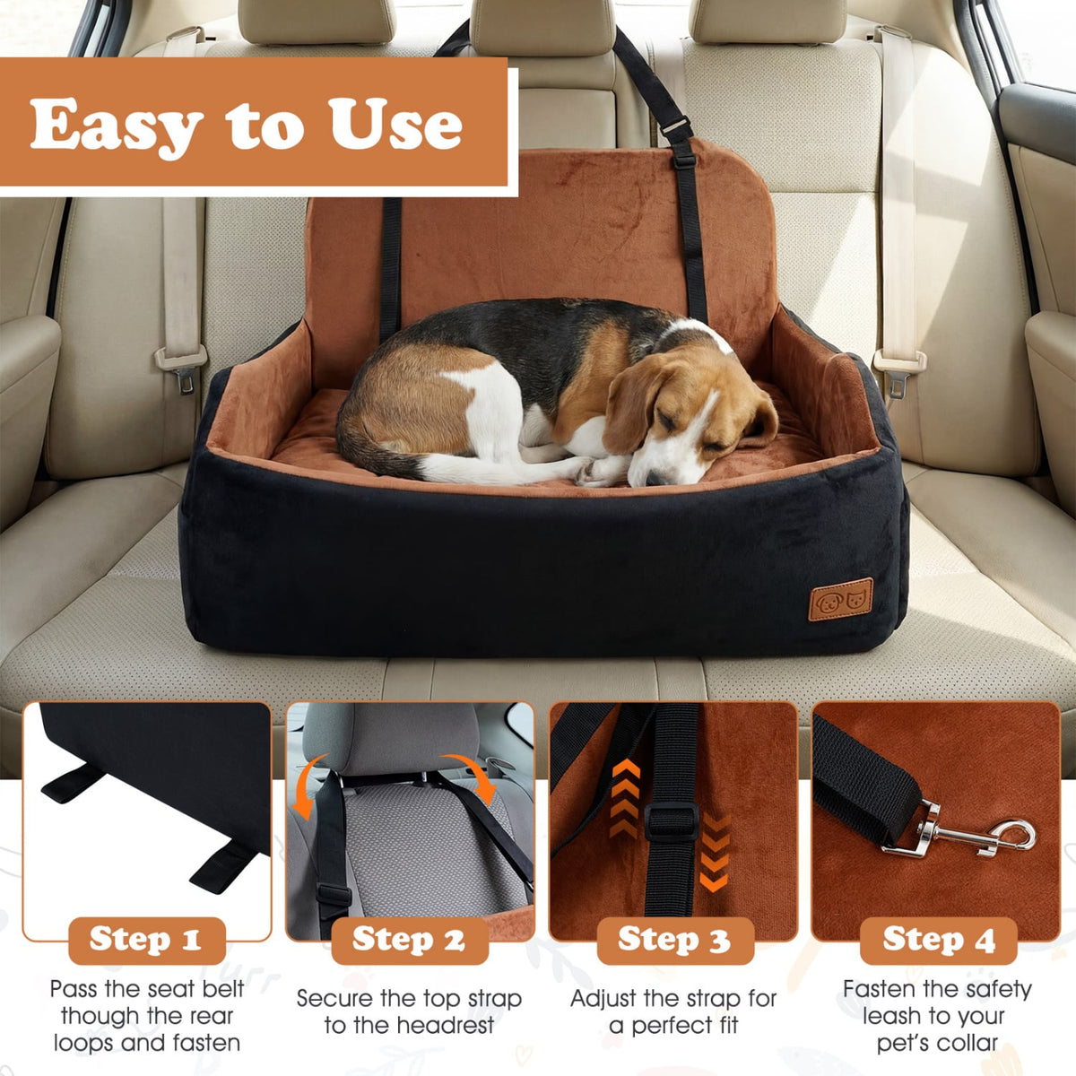 Dog Car Seat Foam Dog Booster Seat for Medium and Large Dogs-Dog Supplies-DECOROLALA