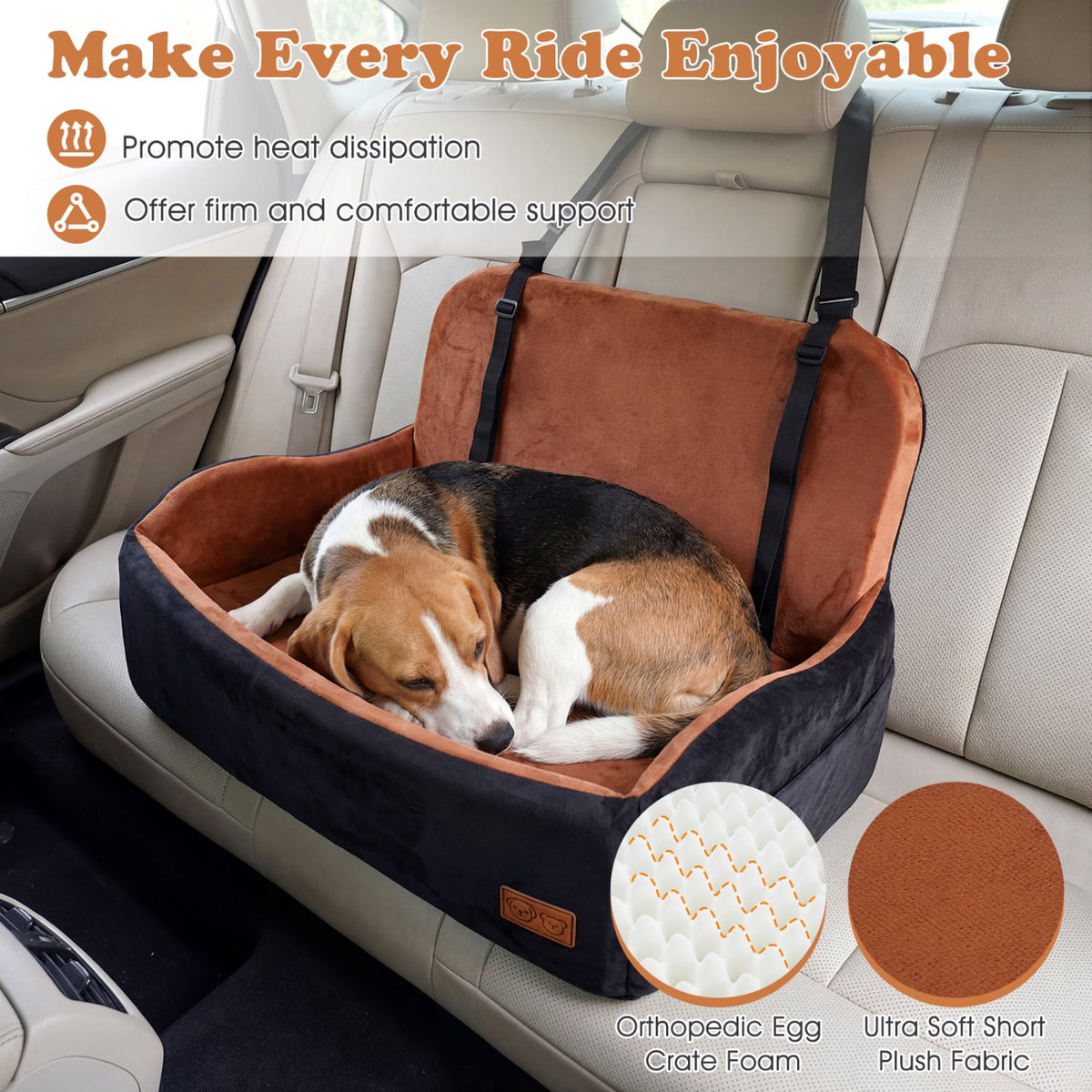 Dog Car Seat Foam Dog Booster Seat for Medium and Large Dogs-Dog Supplies-DECOROLALA