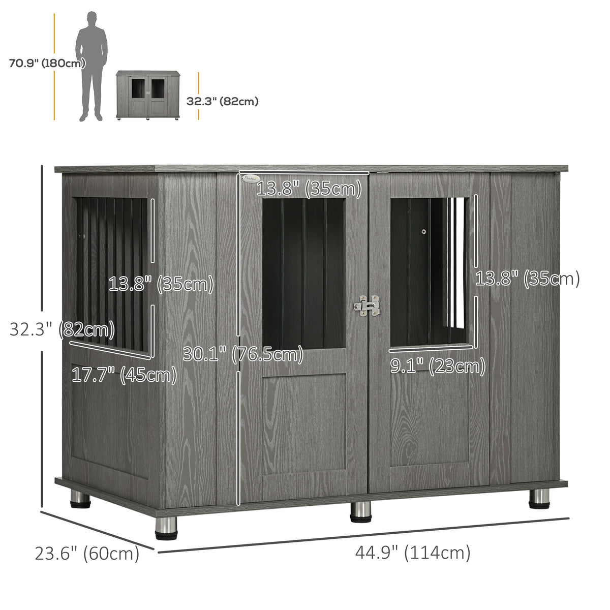 Dog Crate Furniture End Table - Grey 45"L for Dogs up to 77lbs-Dog Supplies-DECOROLALA