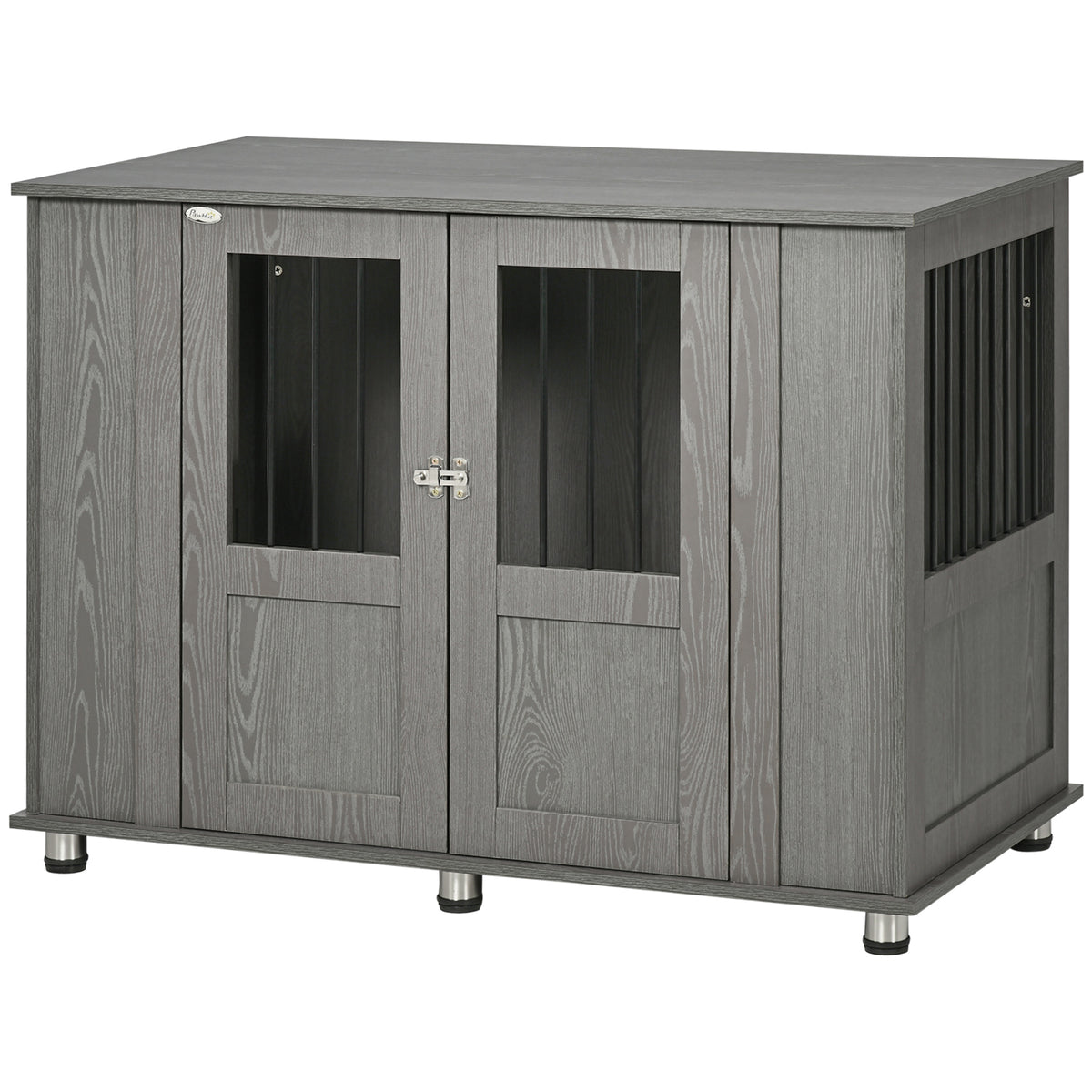 Dog Crate Furniture End Table with Magnetic Door - Grey-DECOROLALA