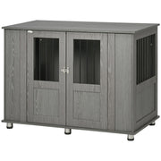 Dog Crate Furniture End Table with Magnetic Door - Grey-DECOROLALA