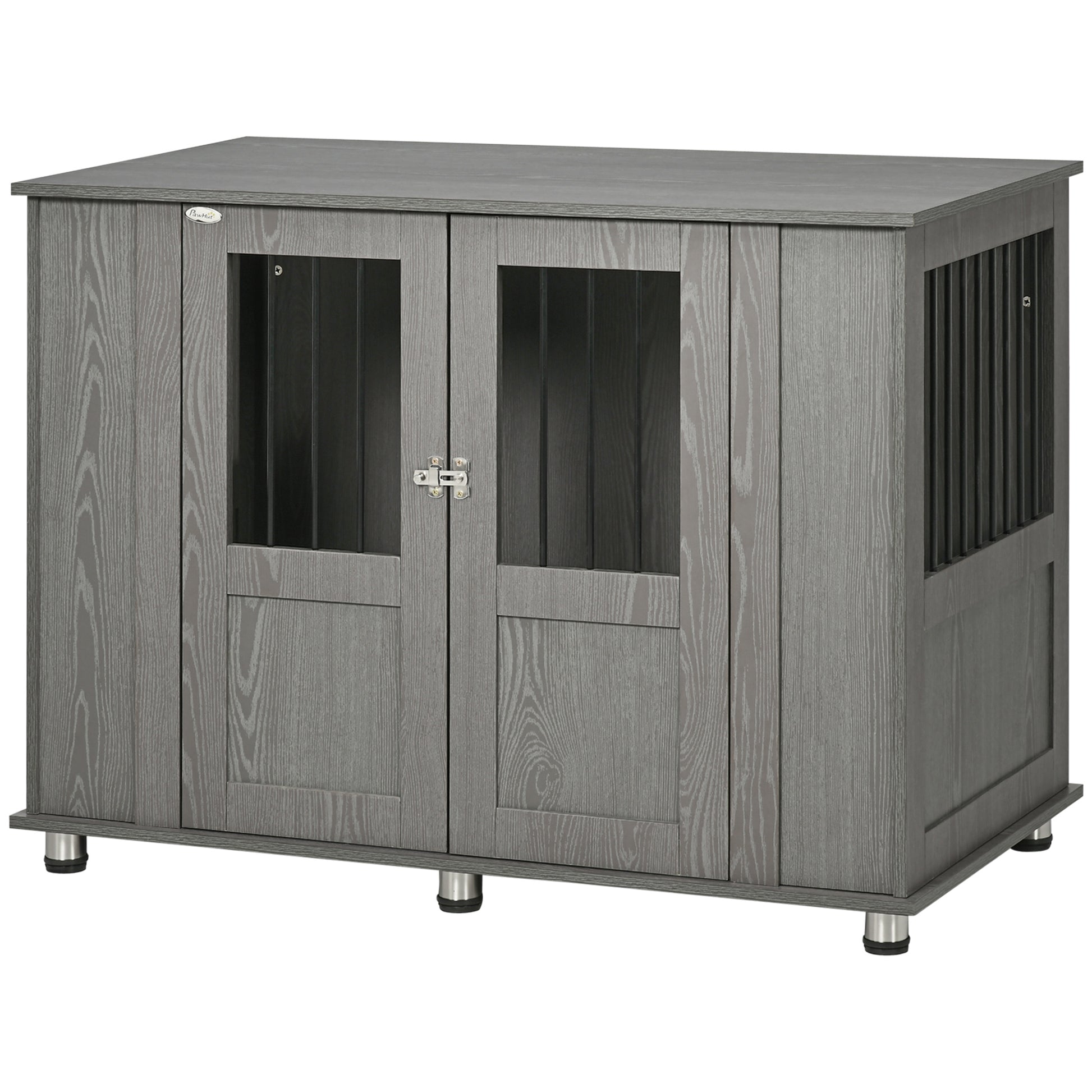 Dog Crate Furniture End Table with Magnetic Door - Grey-DECOROLALA