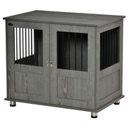 Dog Crate Furniture with Lockable Magnetic Door, Adjustable feet for Small & Medium Dogs, Indoor Use, Grey-DECOROLALA