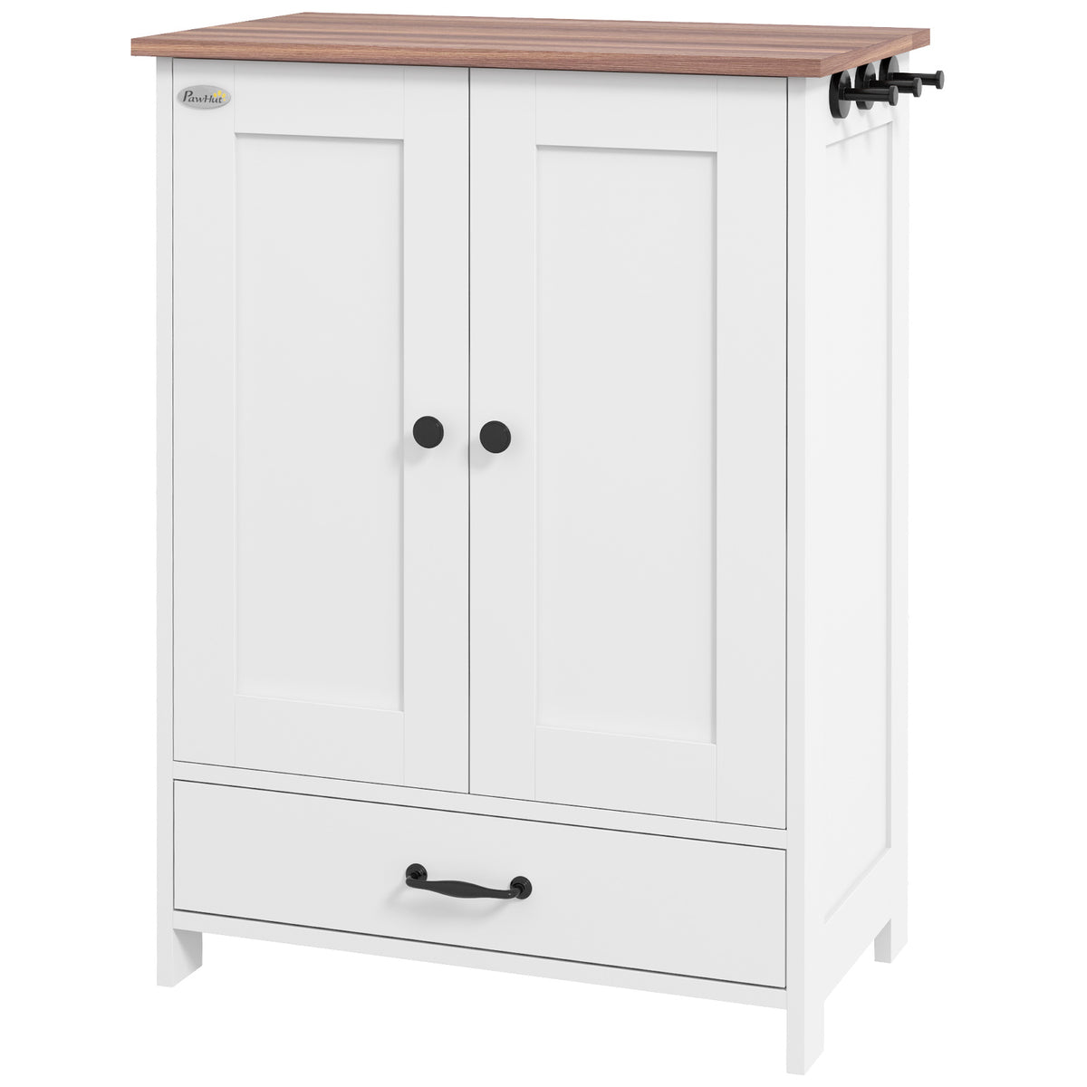 Dog Feeding Station with Food Storage Cabinet - White-Dogs-DECOROLALA