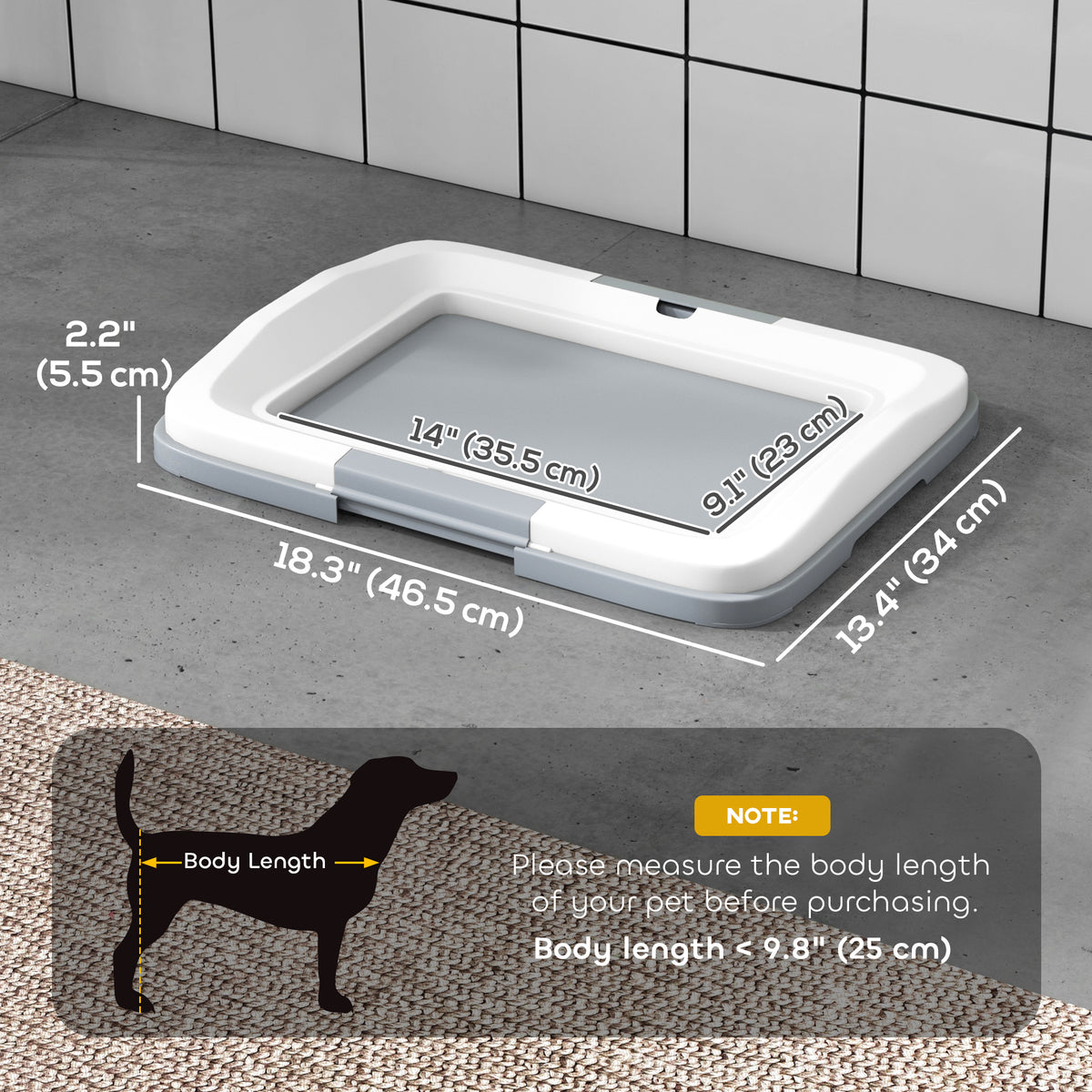 Dog Pee Pad Holder - 18" x 13" Indoor Dog Potty Tray, Grey-Dogs-DECOROLALA