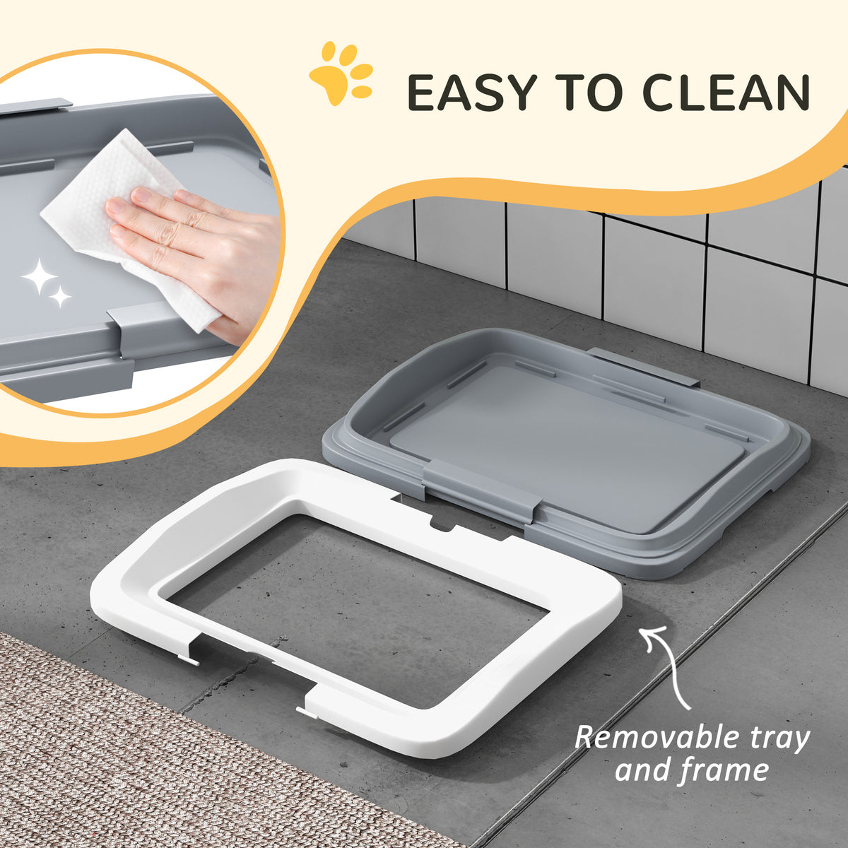 Dog Pee Pad Holder - 18" x 13" Indoor Dog Potty Tray, Grey-Dogs-DECOROLALA
