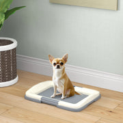 Dog Pee Pad Holder - 18" x 13" Indoor Dog Potty Tray, Grey-Dogs-DECOROLALA