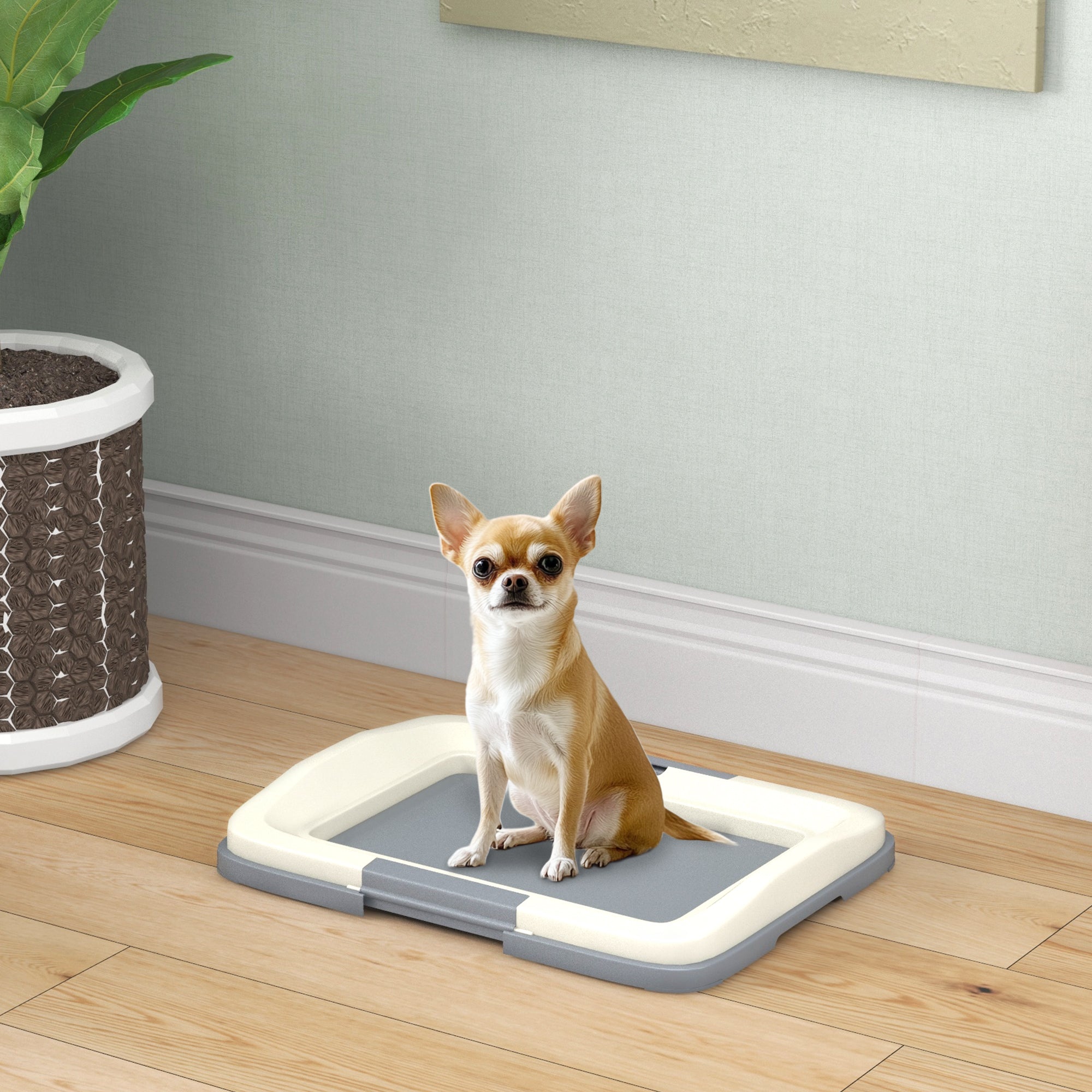Dog Pee Pad Holder - 18" x 13" Indoor Dog Potty Tray, Grey-Dogs-DECOROLALA