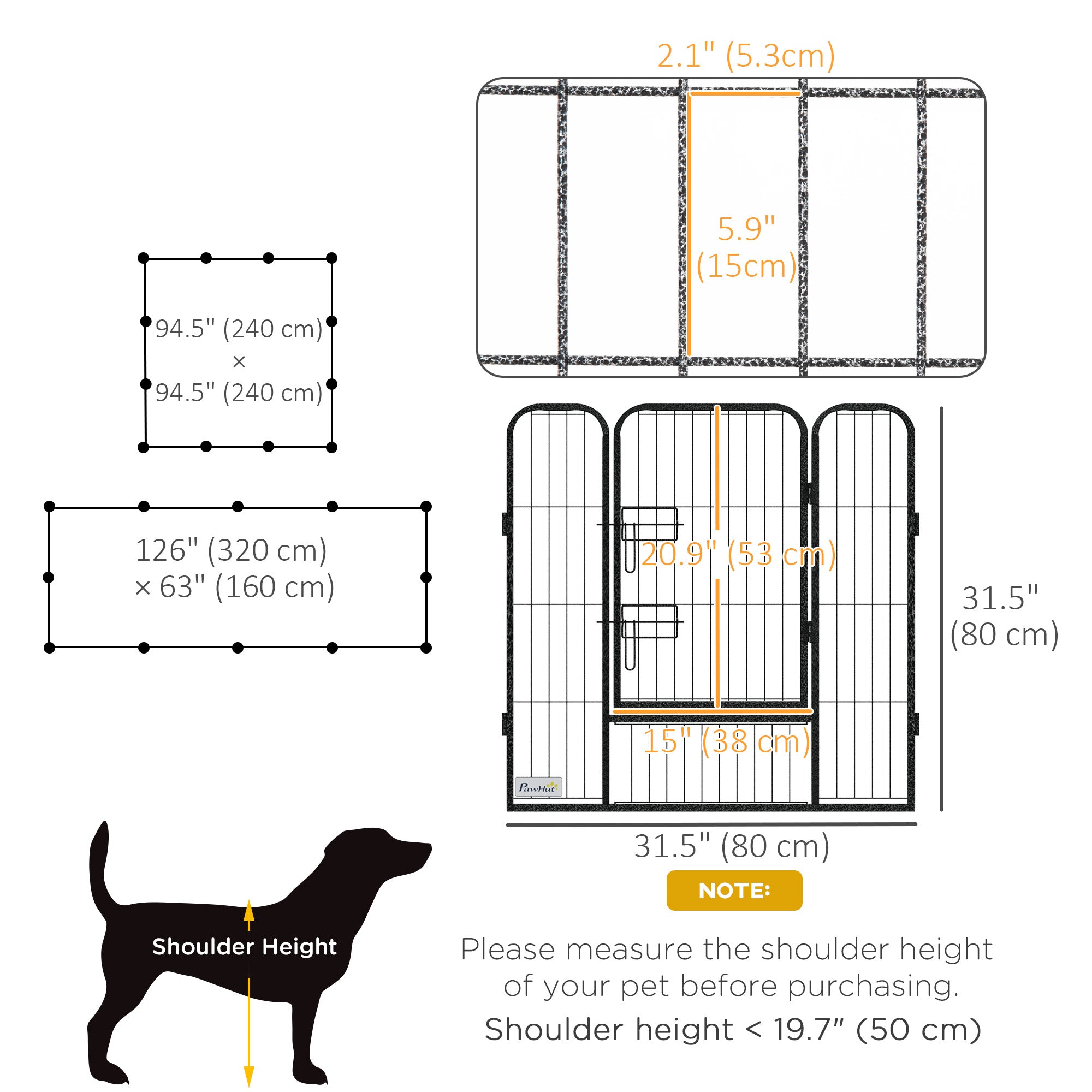 Dog Pen with Gate, 12 Panels Puppy Playpen, Dog Fence, 31.5"H-Dogs-DECOROLALA