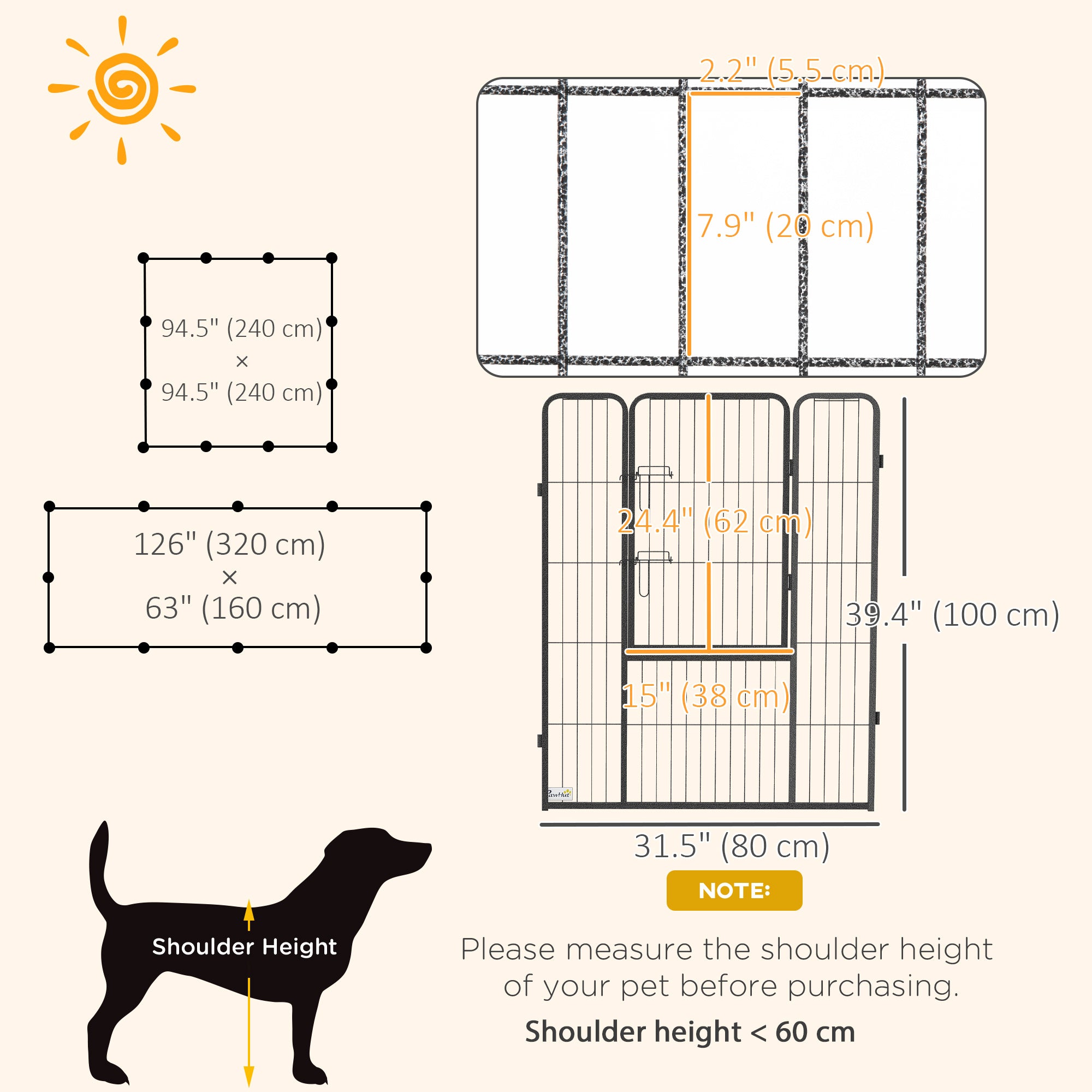 Dog Pen with Gate, 12 Panels Puppy Playpen, Dog Fence, 39"H-Dogs-DECOROLALA