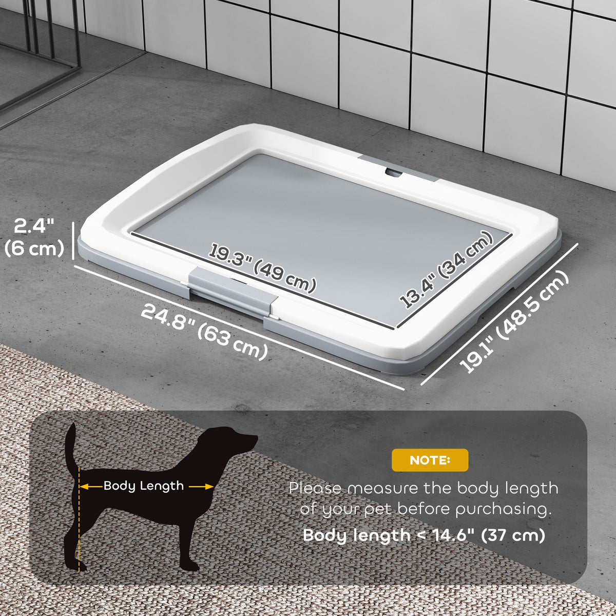 Dog Potty Tray Pee Pad Holder - Grey 25" x 19" Indoor Outdoor-Dogs-DECOROLALA