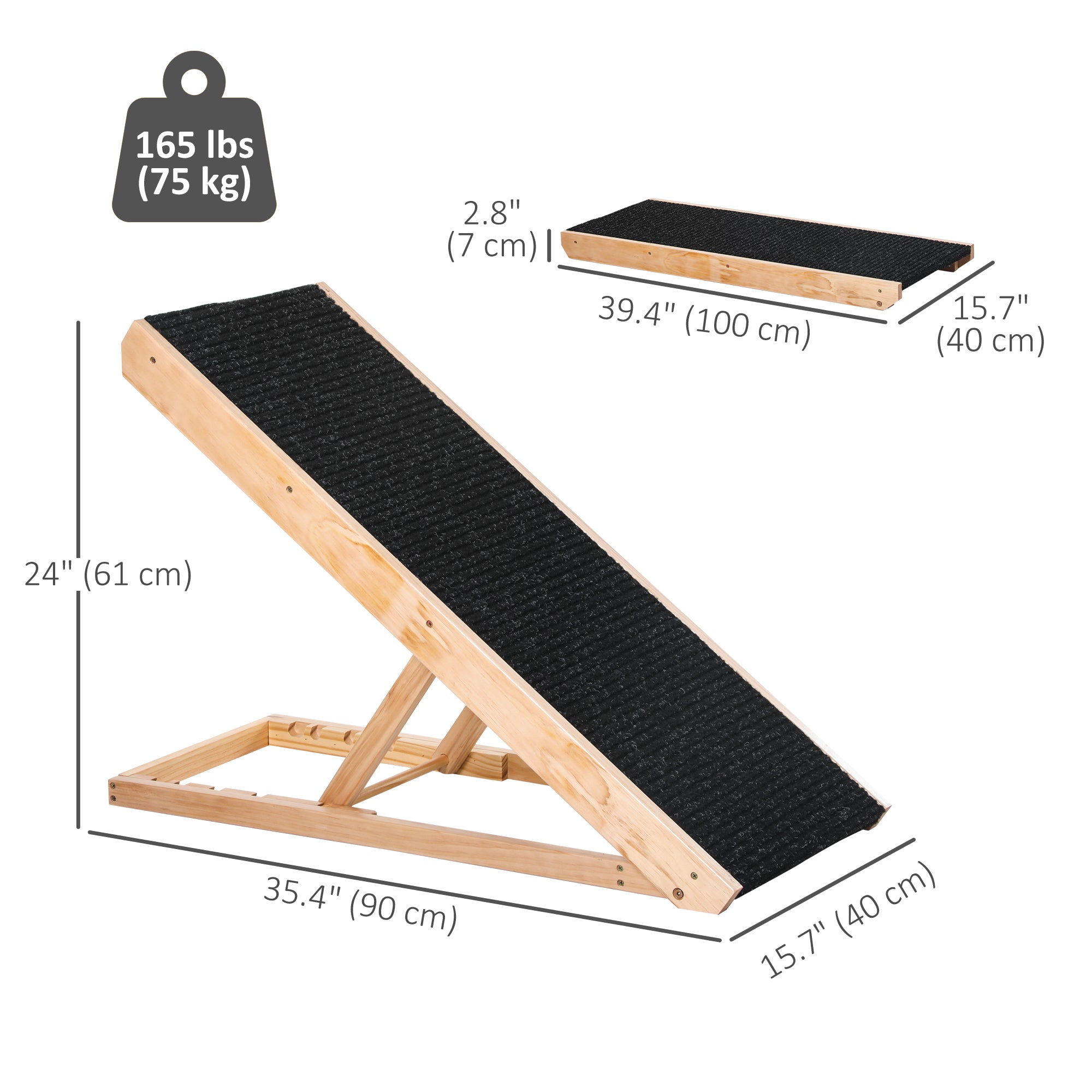 Dog Ramp Foldable Pet Ramp for Bed Couch, Height Adjustable, for Cats Large Dogs with Non Slip Carpeted Surface-Dogs-DECOROLALA