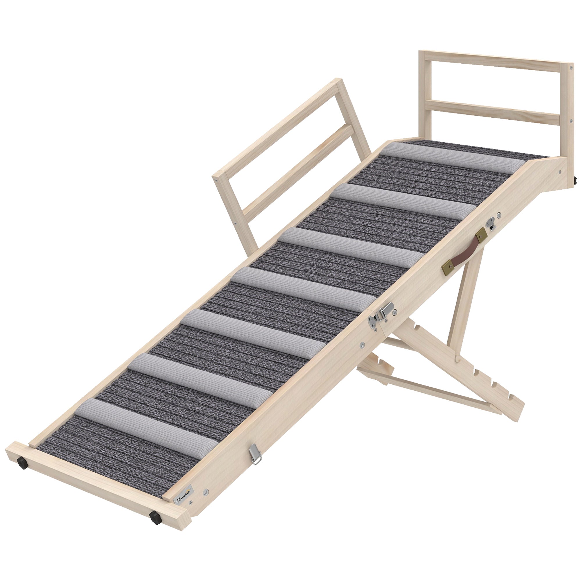Dog Ramp, Folding Pet Ramp, 4 Adjustable Height from 15" to 19", Pet Stairs with Side Rails for Small to Large Dogs-Dogs-DECOROLALA