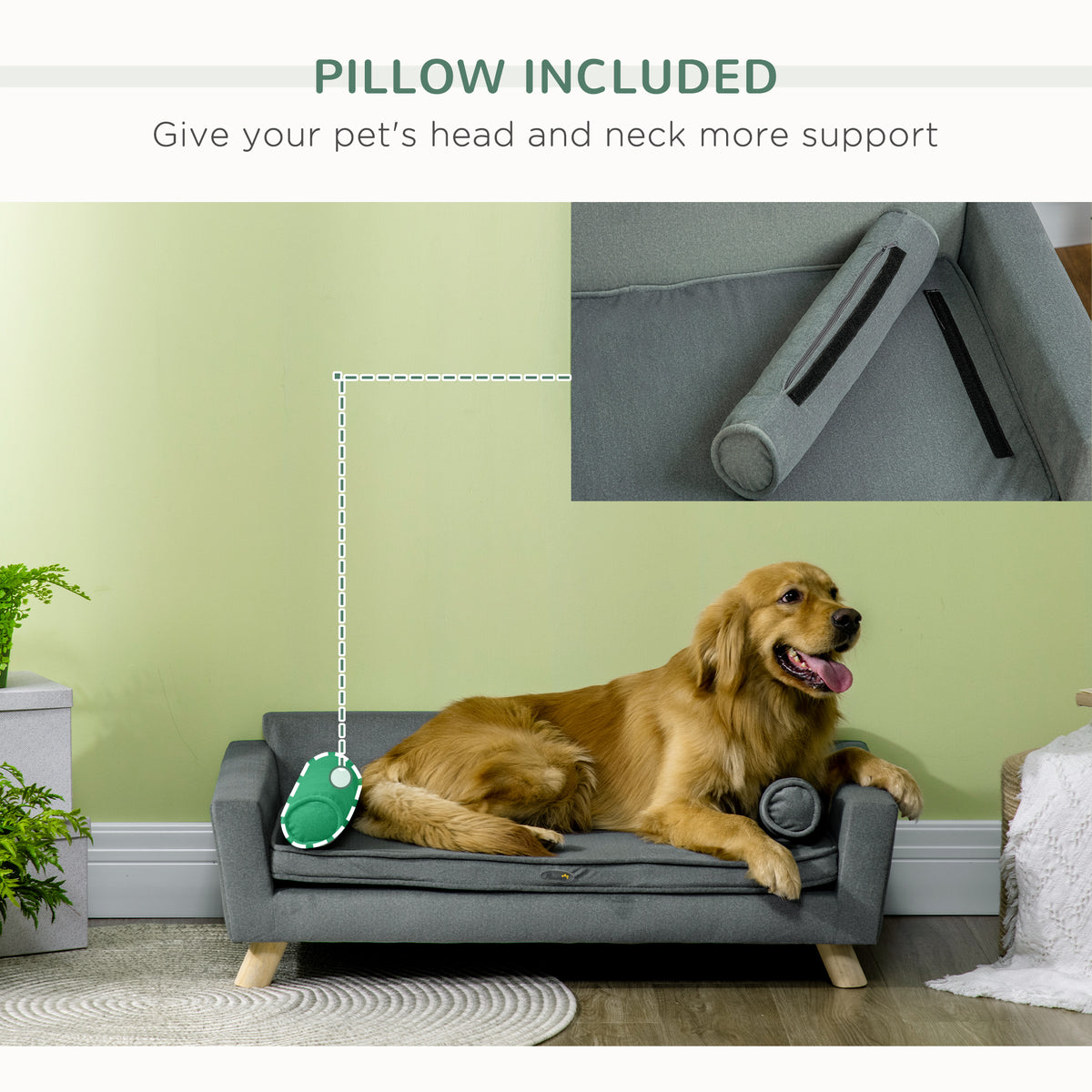 Dog Sofa Bed - Grey Chenille Water-resistant Pet Couch-Dogs-DECOROLALA