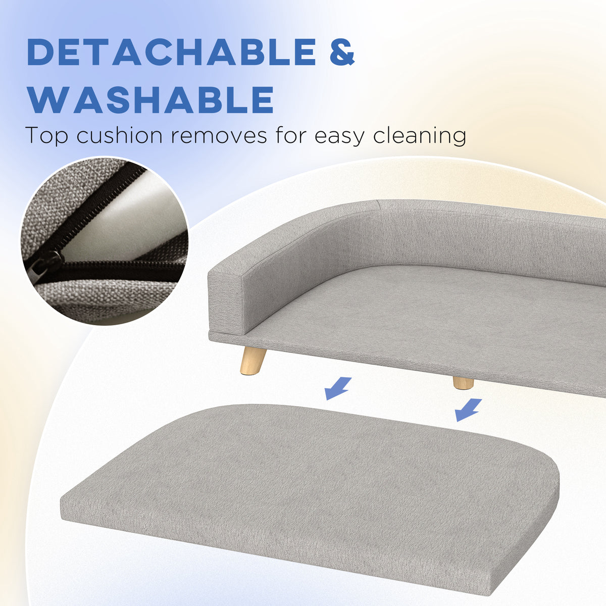 Dog Sofa for Large Dogs - Grey Washable Pet Bed 38.6" Wide-Dogs-DECOROLALA