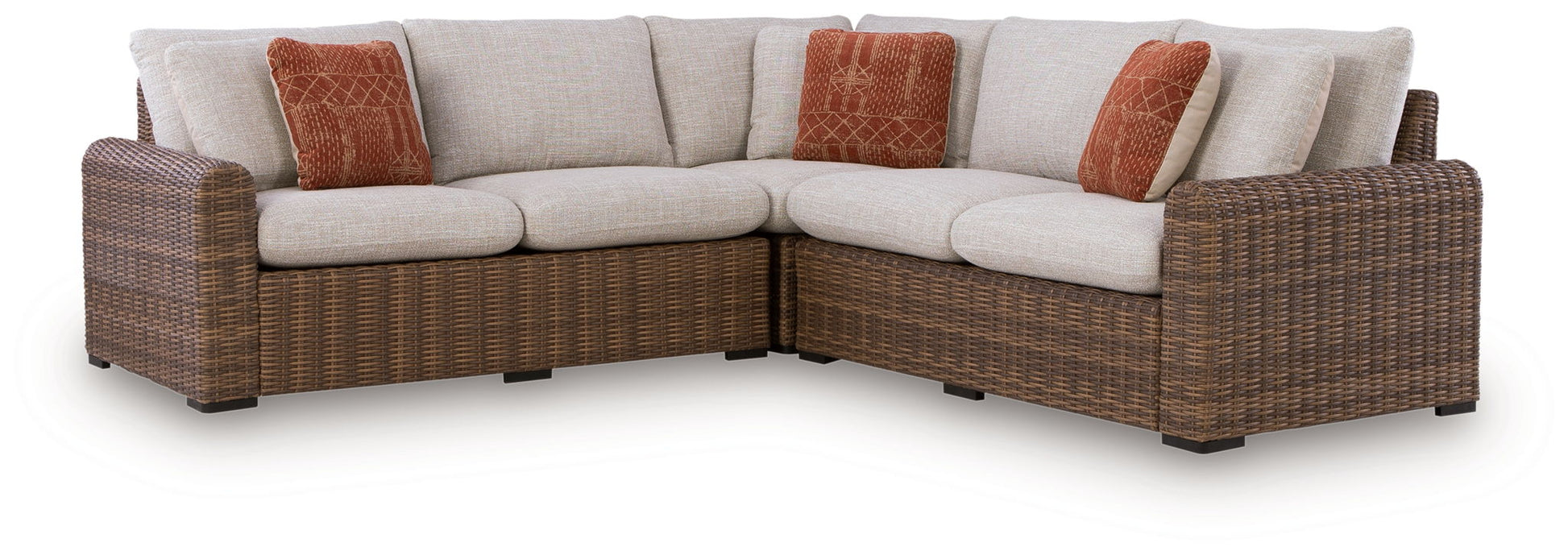 Dolan Creek 3-Piece Outdoor Sectional - Beige-Stationary Sectionals-DECOROLALA
