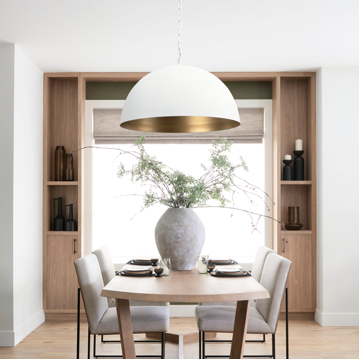 Doma 36" Round White Dome Pendant Light-Pendant Lighting-DECOROLALA