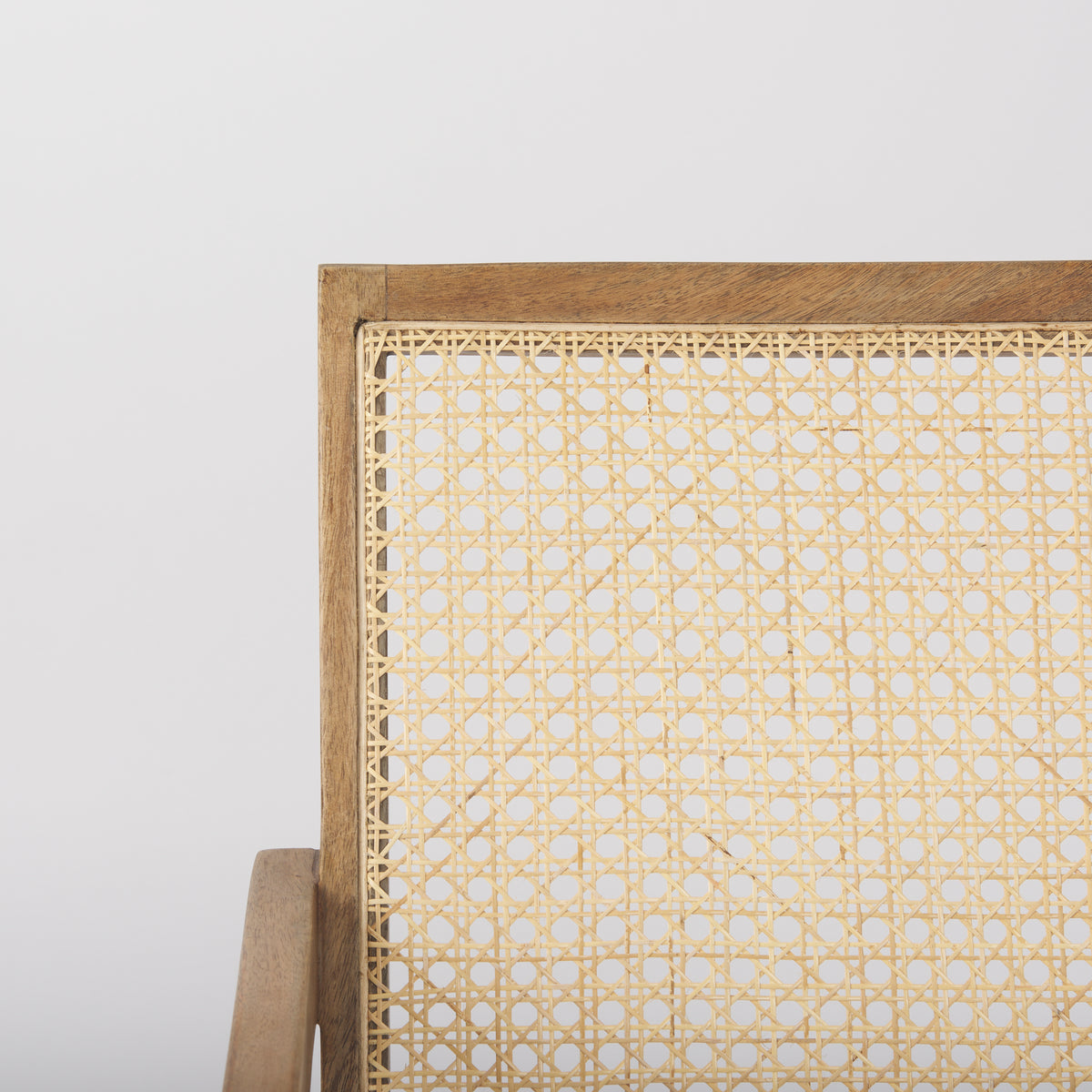 Donna Cane Back Dining Arm Chair | Light Beige Linen w/ Mango Wood-Dining Chairs-DECOROLALA