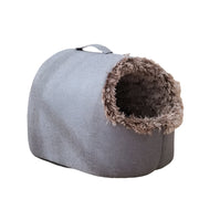 Donut Plush Cat Bed - Brown 40x50cm Cozy Nest for Small Dogs-DECOROLALA