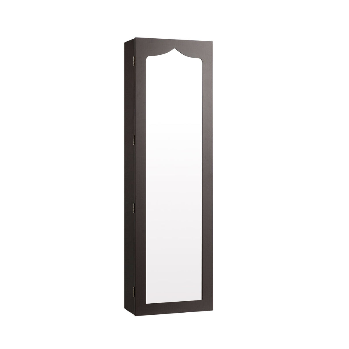 Door Hanging Mirror Jewelry Armoire with Full Length Mirror and 6 Drawers-Coffee-Jewelry Armoires-DECOROLALA