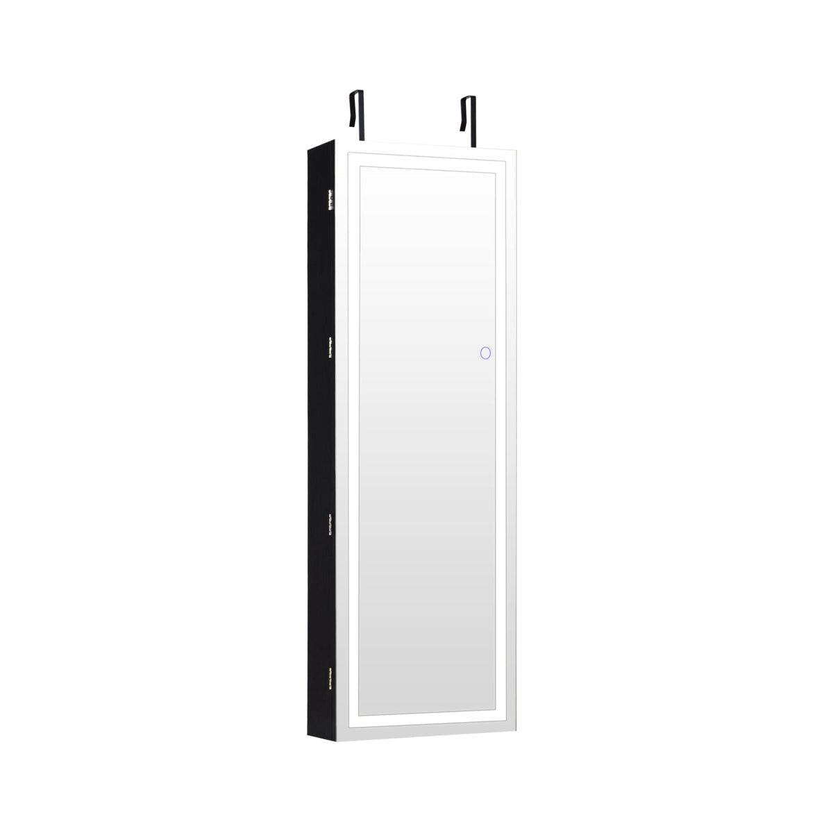 Door Wall Mount Touch Screen Mirrored Jewelry Cabinet-Black-Jewelry Armoires-DECOROLALA