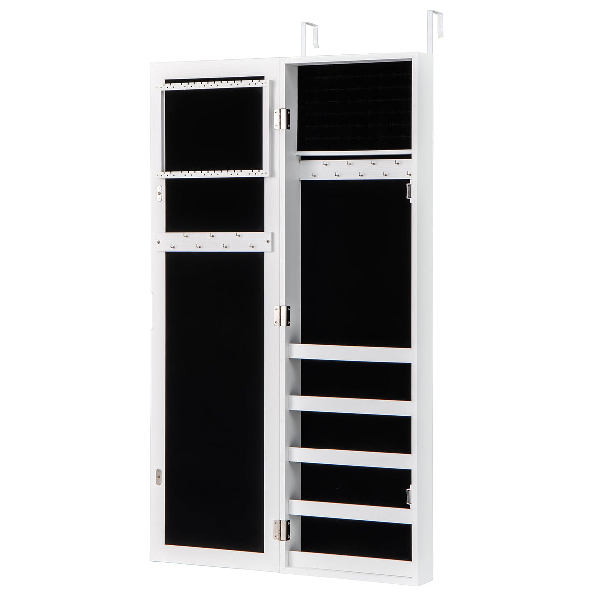Door and Wall Mounted Armoire Jewelry Cabinet with Full-Length Mirror-Jewelry Armoires-DECOROLALA
